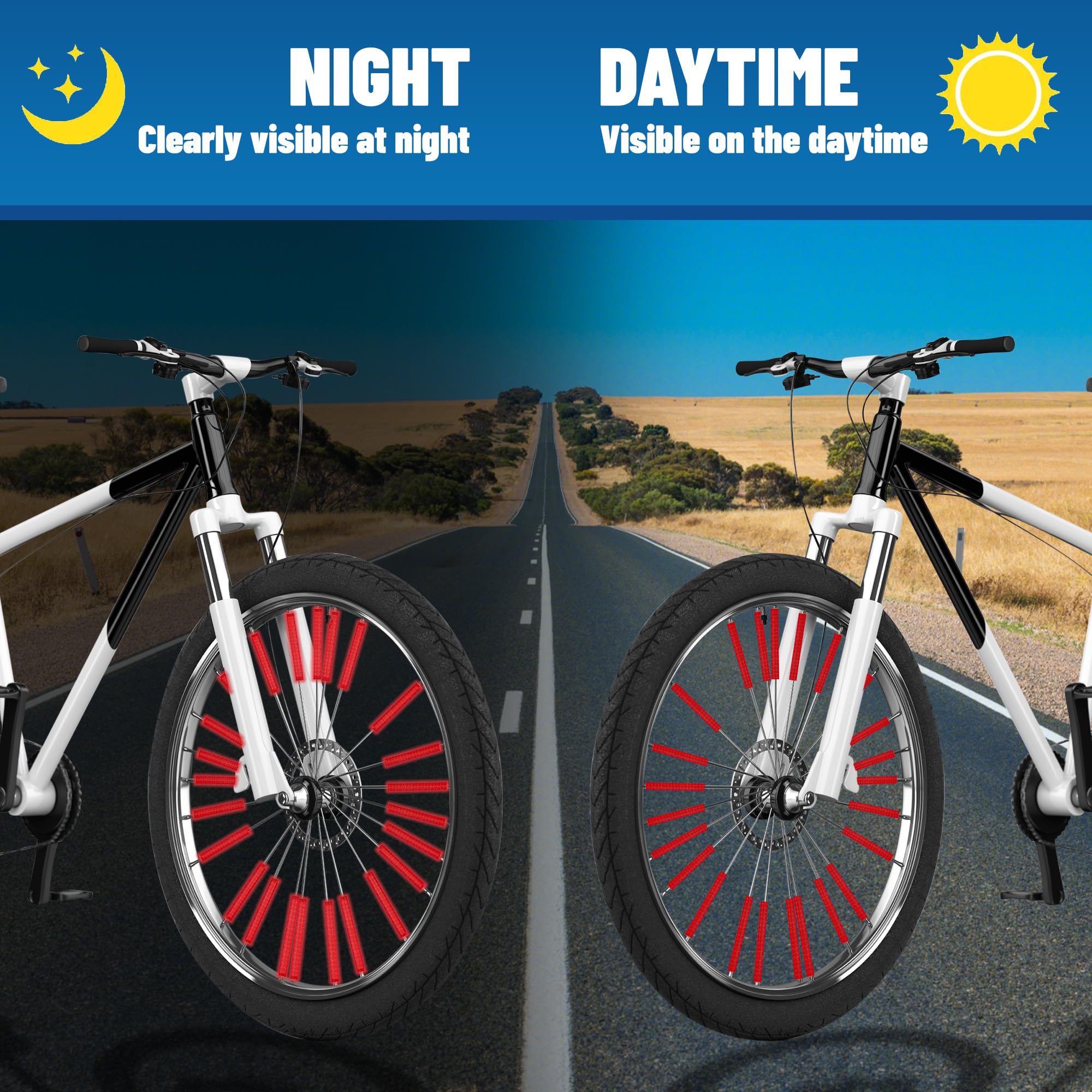 36 Réflecteurs De Rayons De Vélo – Vision à 360° – Compatibles Rayons Standards, Imperméables Et Légers – Sécurité Nuit Jusqu’à 300 M (rouge)
