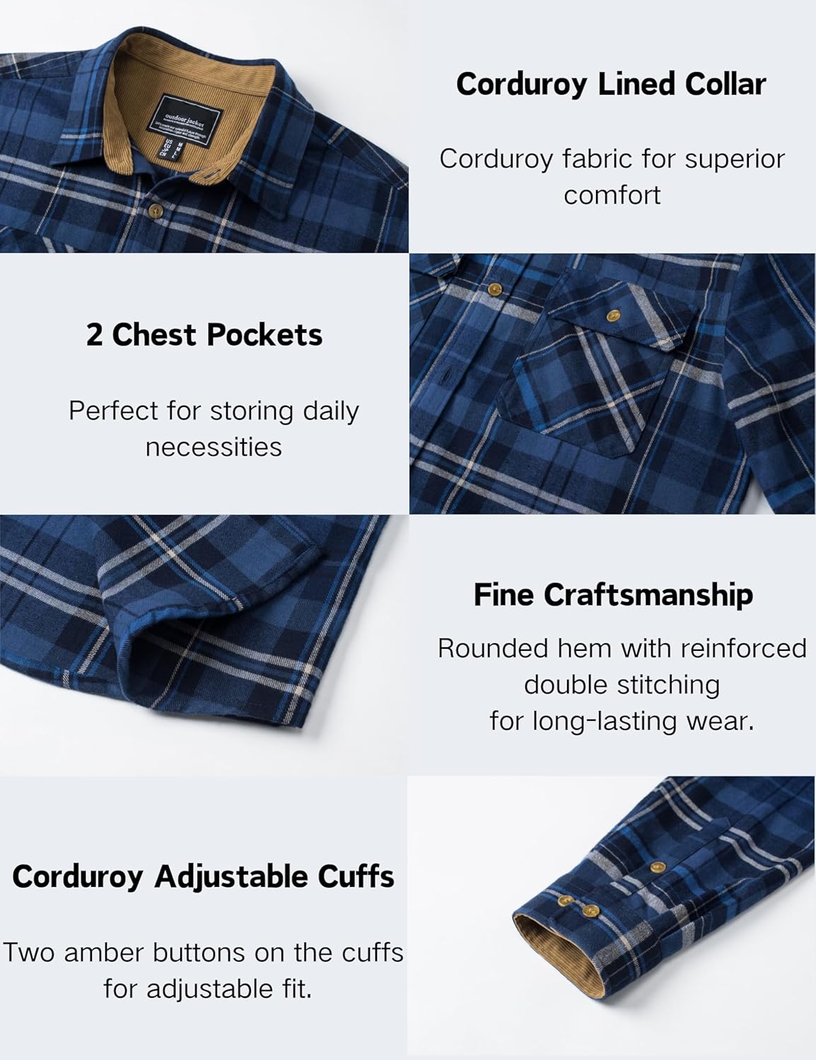 EKLENTSON Men's Flannel Shirts Lightweight Cotton Button Down Long Sleeve Shirt Casual Plaid Pocket Shirts Outdoor Work - Image 6