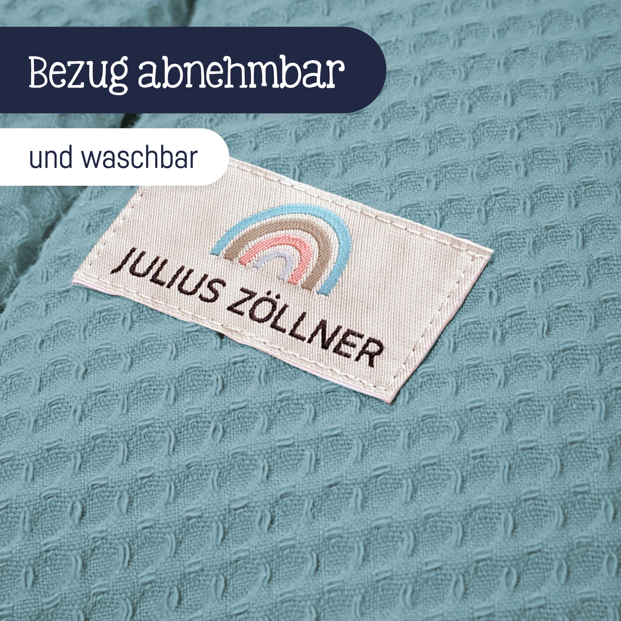 Julius Zöllner Wafffelpique poduszka do karmienia ok. 190 cm, wypełnienie: 42 litry, mikrokulki EPS, wyprodukowano w Niemczech, poszewka ze 100% bawełny, Oeko-Tex® Standard 100, kolor zielony