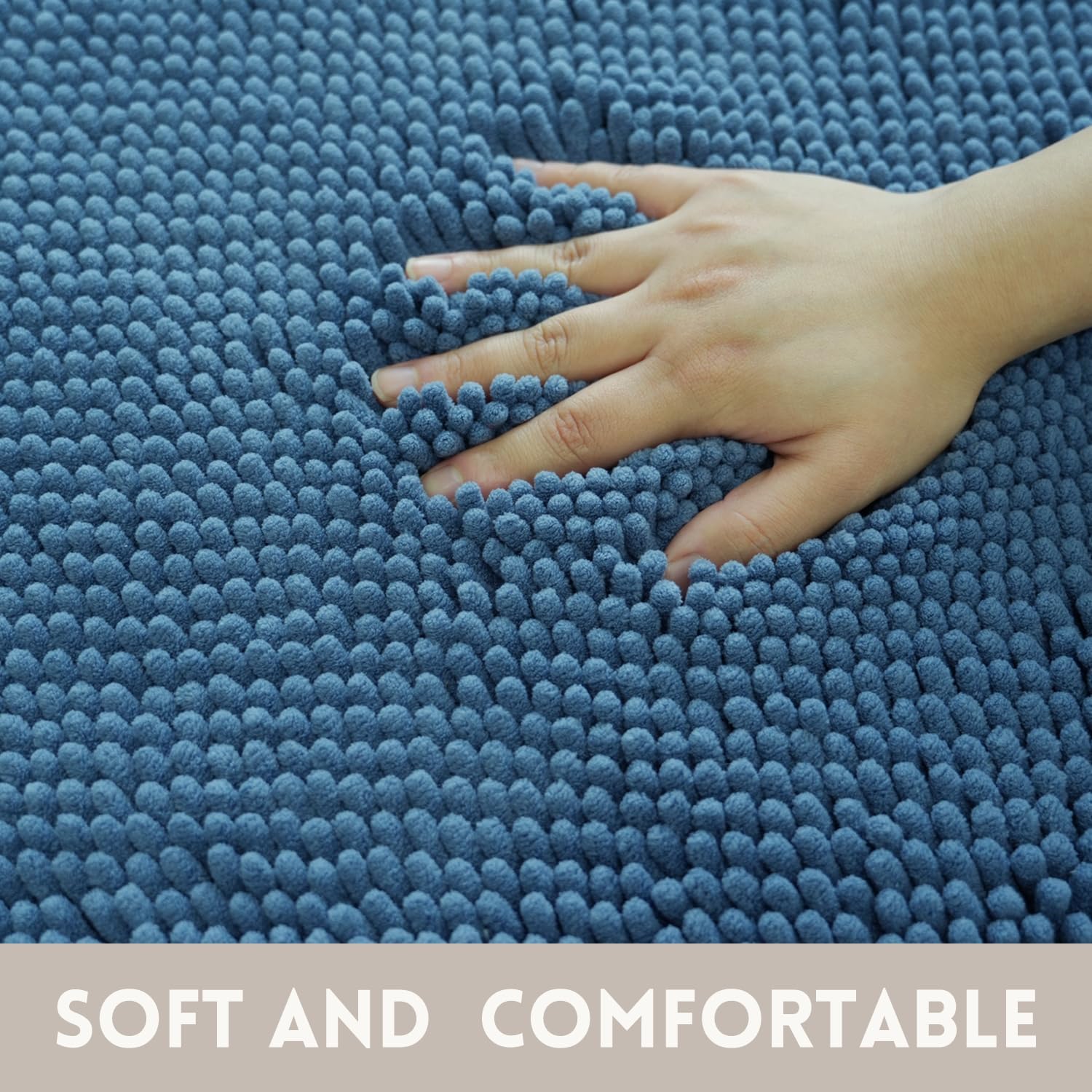 Lot de 3 tapis de salle de bain en chenille, très épais et absorbants, antidérapants, lavables en machine, séchage rapide, doux et confortable, utilisés sous la douche, baignoire et évier,