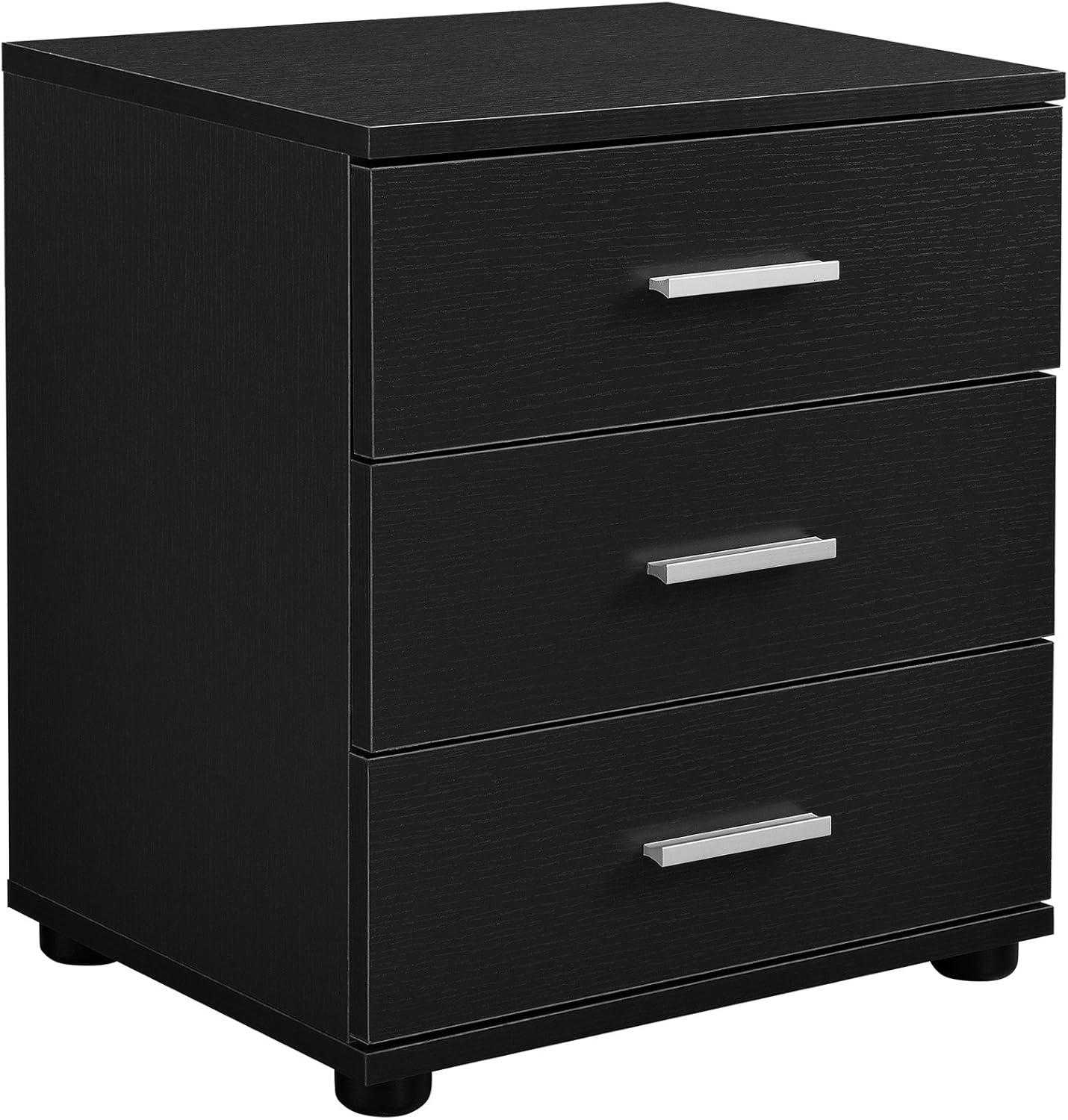 [en.casa] Elegant Bedside Table with 3 Drawers Black Bedside Table