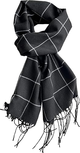 Bufanda clásica con borlas para mujer, súper suave, sensación de cachemira clásica, para otoño e invierno, bufandas de tartán cálido y grueso