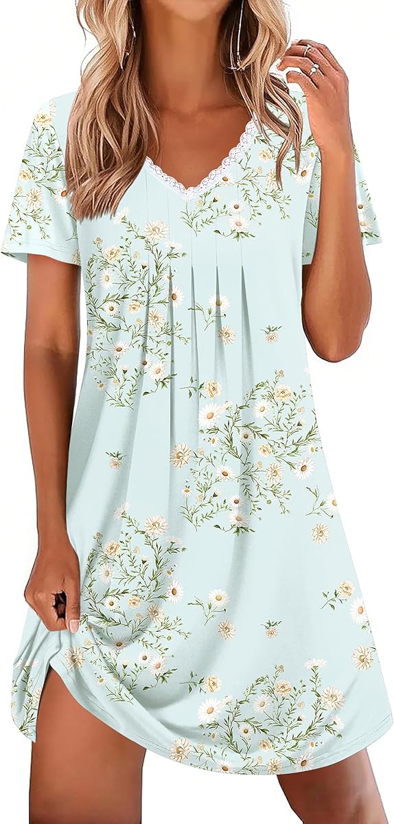 Camisones para mujer de algodón vestidos de noche de encaje plisado camisas de dormir