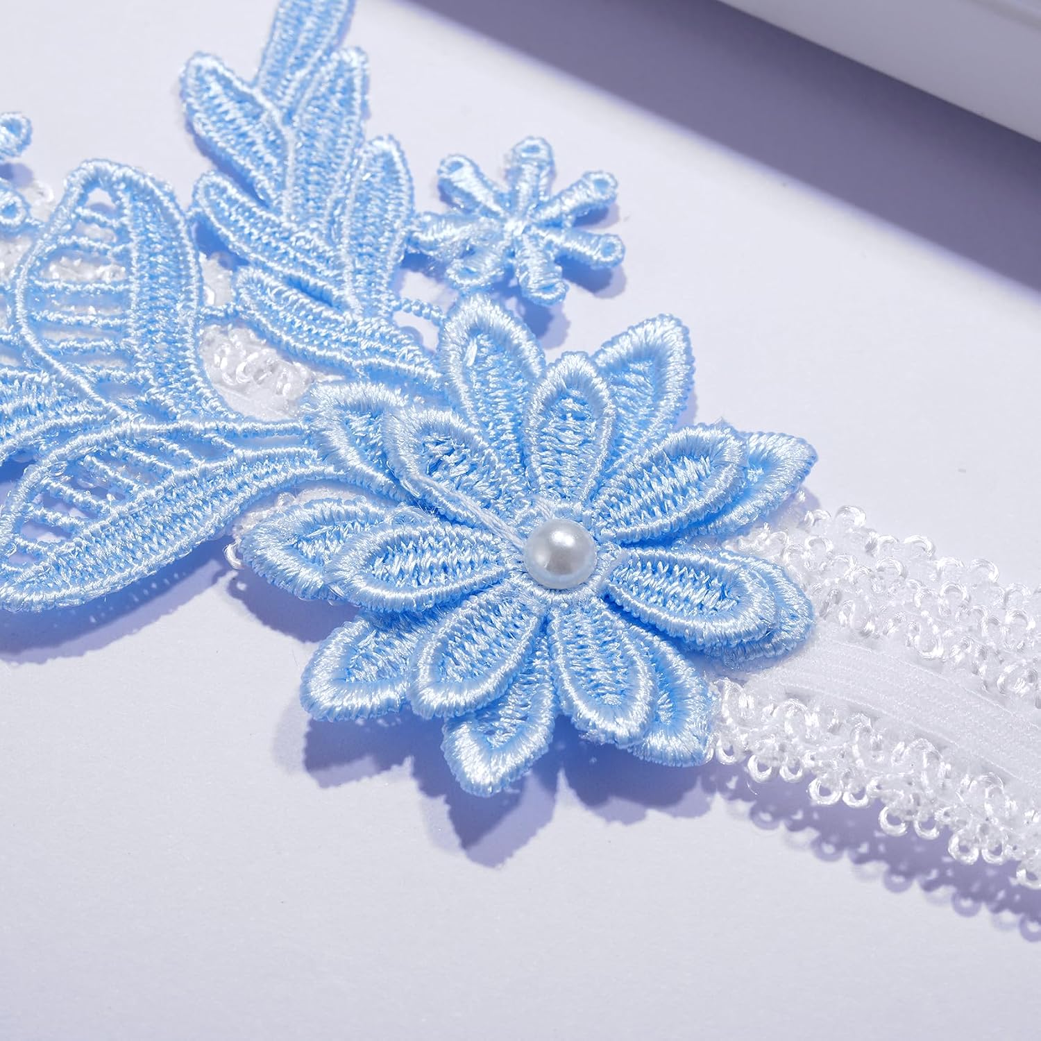 2 Pcs Wedding Bridal Garter Toss Belt Set, Lace Leg Garters for Bride, Something Blue Tradition, Keepsake