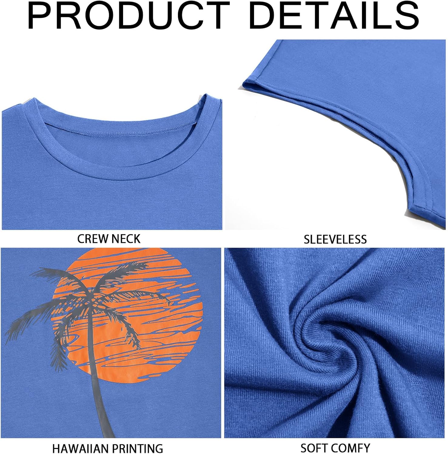 Runcati Mens Sleeveless Tank Tops Workout Gym Muscle Shirts Palm Tree Vintage Hawaiian Summer Beach T Shirts - Image 5