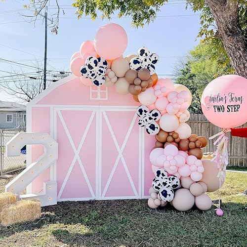 Miniatura 6 de Globo de vaquera con estampado de vaca para fiesta de estilo retro, color rosa, marrón, marrón, café, beige, arena, blanco, marfil, nude, retro, con