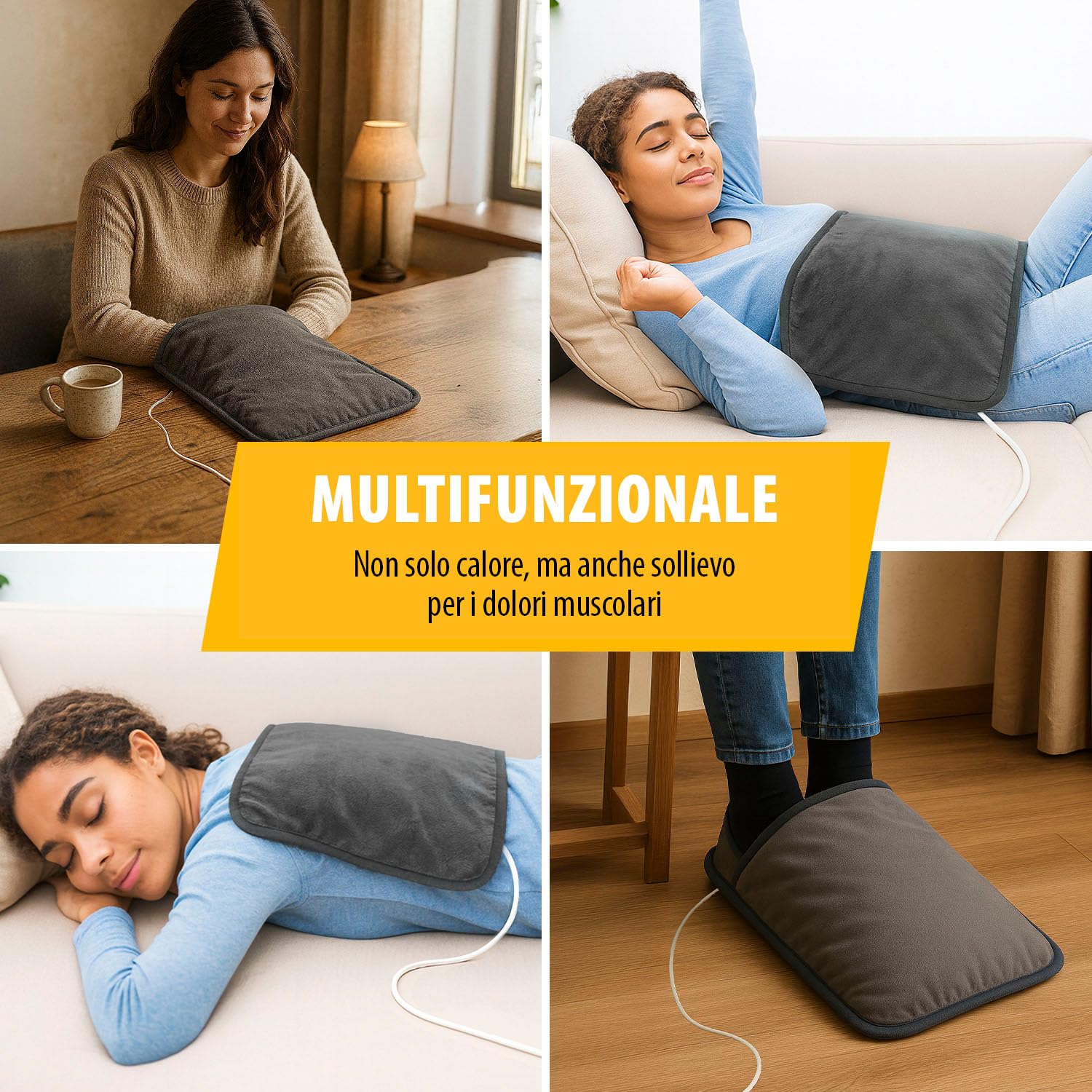 Tristar Scaldamani e Scaldapiedi Multifunzionale, Termocuscino 42x32 cm, 6 Livelli di Calore 40–65°C, Comando Digitale Removibile, Lavabile in Lavatrice, Spegnimento Automatico 90 Min, BW-4771