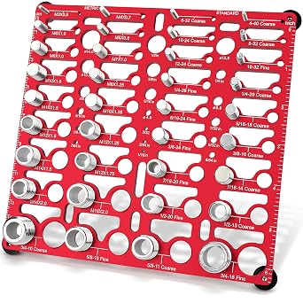 55 Thread Checker - Nut and Bolt Thread Checker Standard and Metric, Bolt Size Finder Bolt and Nut Identifier Gauge with 20 Standard & 16 Metric & 19 Drill Gauges, Bolt Thread Gauge Inch & Metric