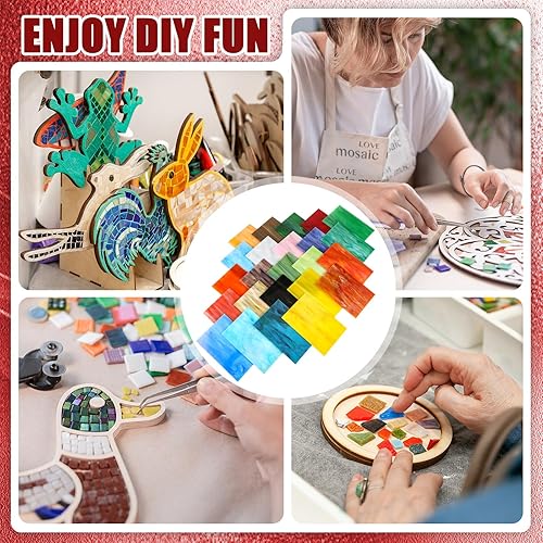 Miniatura 3 de Treela 24 hojas de vitrales de 4 x 6 pulgadas, suministros de vitrales para proyectos de vitrales, variedad de mosaicos, vidrios de colores surtidos