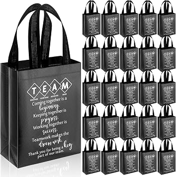 Sweetude Cna Week Team Employee Appreciation Gifts Bags Reusable with Handles Gift Bags Teacher Appreciation Gift Bag for Nurse Staff Coworker Team BuildingBlack,25 Pcs