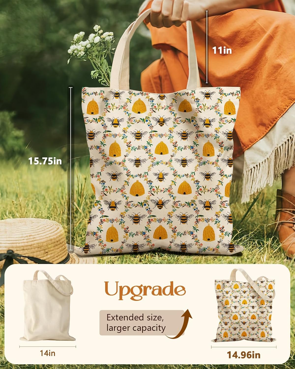 Miss Adola Canvas Tote Bag for Women with Zipper Pocket image 2