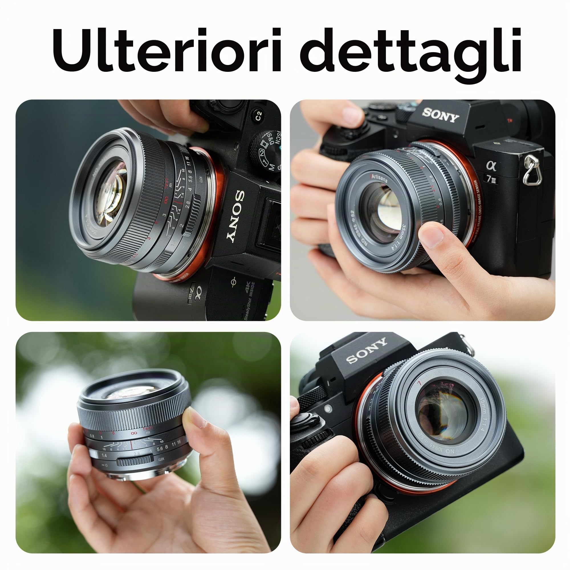 7artisans Obiettivo F1.4 da 35 mm con messa a fuoco manuale full-frame, apertura ampia, compatibile con fotocamere Sony E Mount A7 A7R A7S A7RⅡ A7SⅡ A9 A7C A1 A7RIII A7III A7RIV A9II etc.