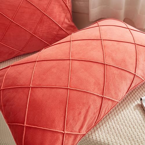 Miniatura 3 de JAUXIO Paquete de 2 fundas de almohada plisadas de terciopelo cristalino con diamantes para decoración del hogar con cierre de cremallera oculto