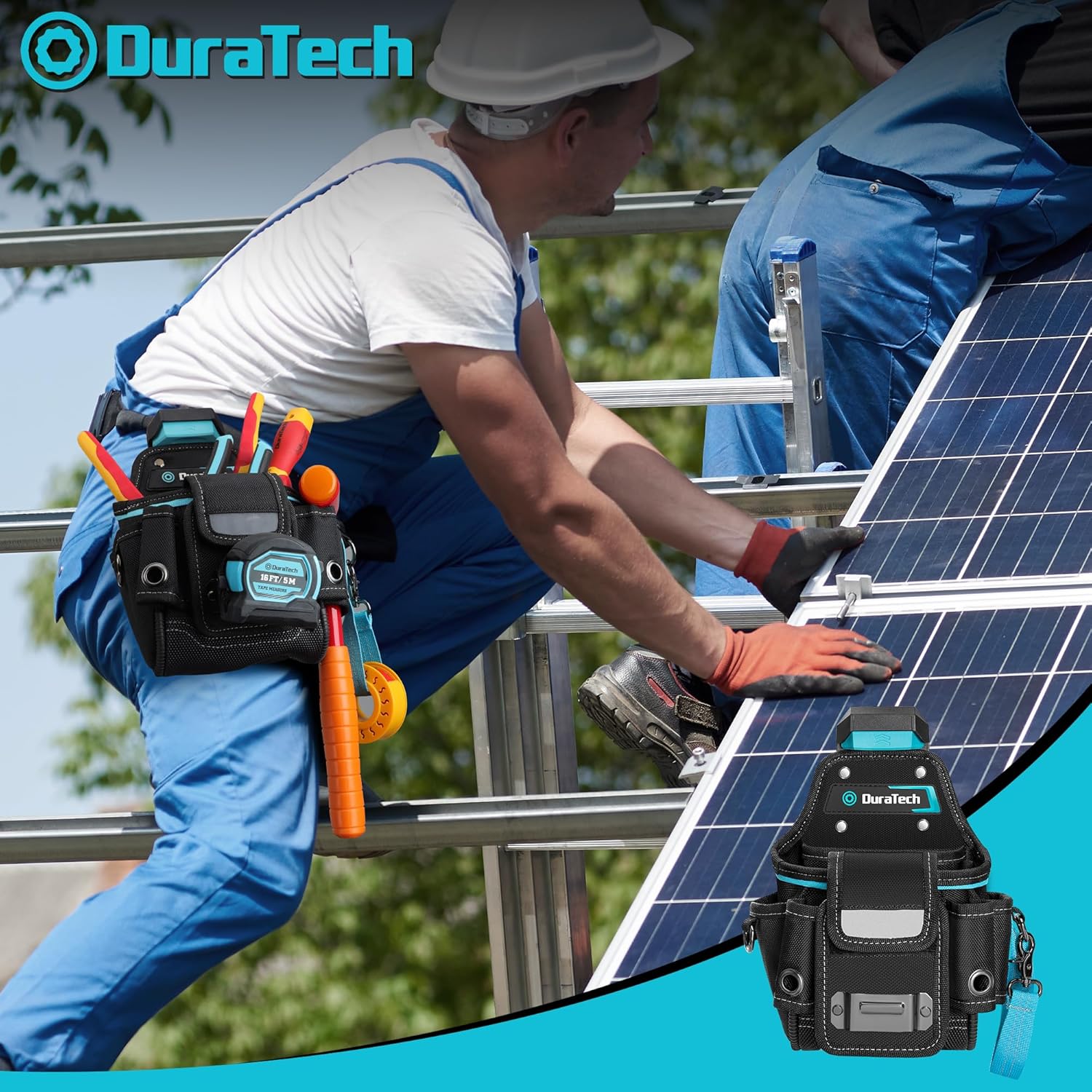 DuraTech Tool Pouch with Belt Clip, Electrician Tool Pouch with Tape Measure Holder & Hammer Loop, Quick Release Buckle, Expandable Support Frame, Ideal for Construction, Carpentry and Handyman Use - Image 7