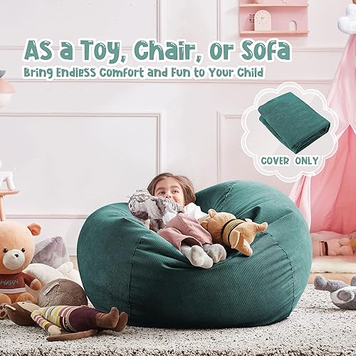 Miniatura 22 de Nobildonna - Funda para silla de puf (relleno sin relleno) de nido de pájaro para niños y adultos. Puf extra grande para almacenamiento de animales