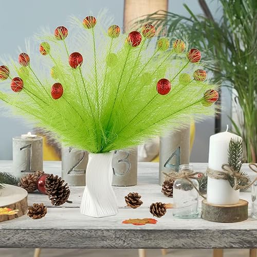 Miniatura 9 de Decoración de hierba de pampa rosa, 30 piezas de 17 pulgadas de hierba de pampa sintética, arreglo floral de pompas y relleno de jarrón para