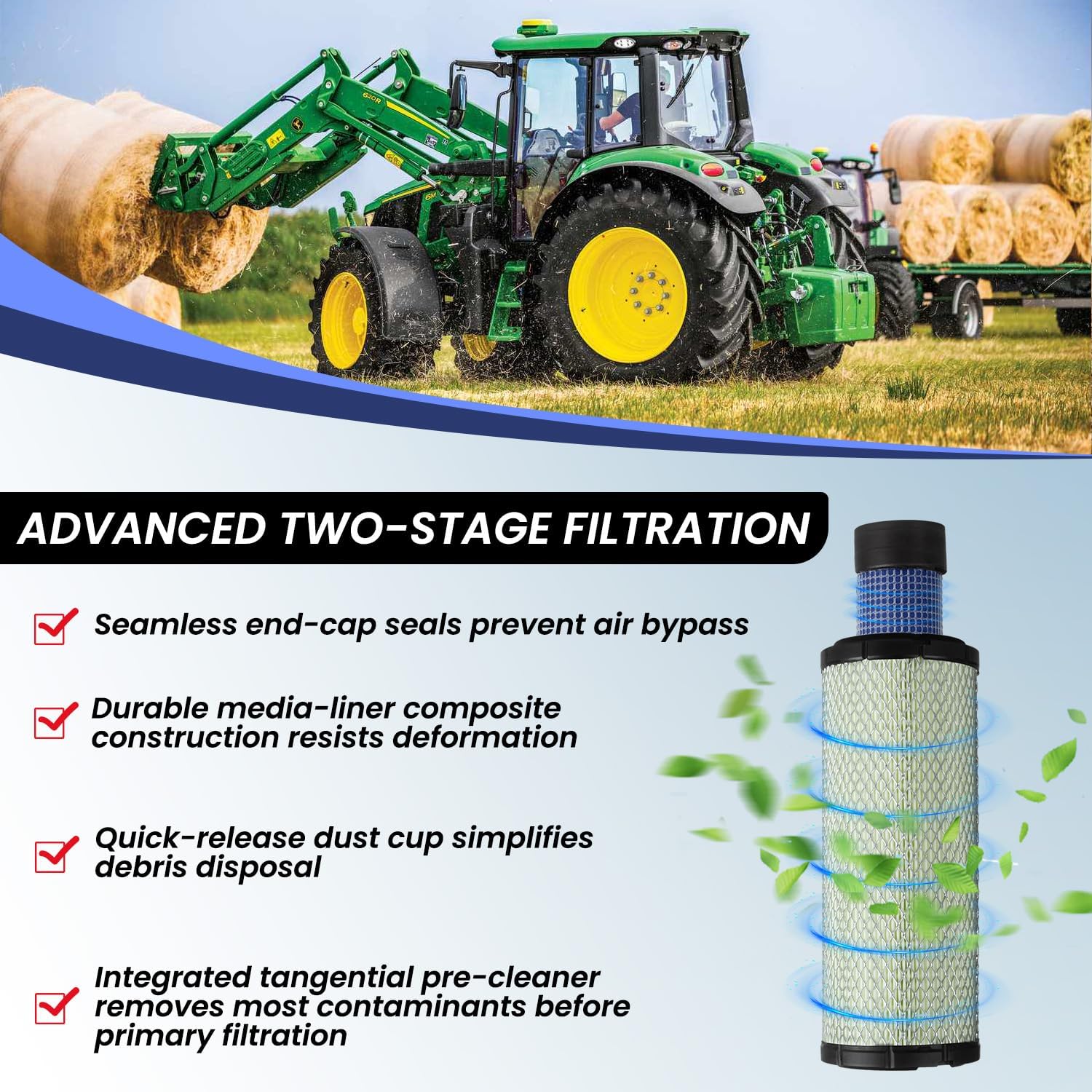 G057512 Air Cleaner with P821575 & P822858 Air Filters Compatible with Donaldson FPG Replaces 10000633, 176718, 194093, 4215896M91, P821575, P822858