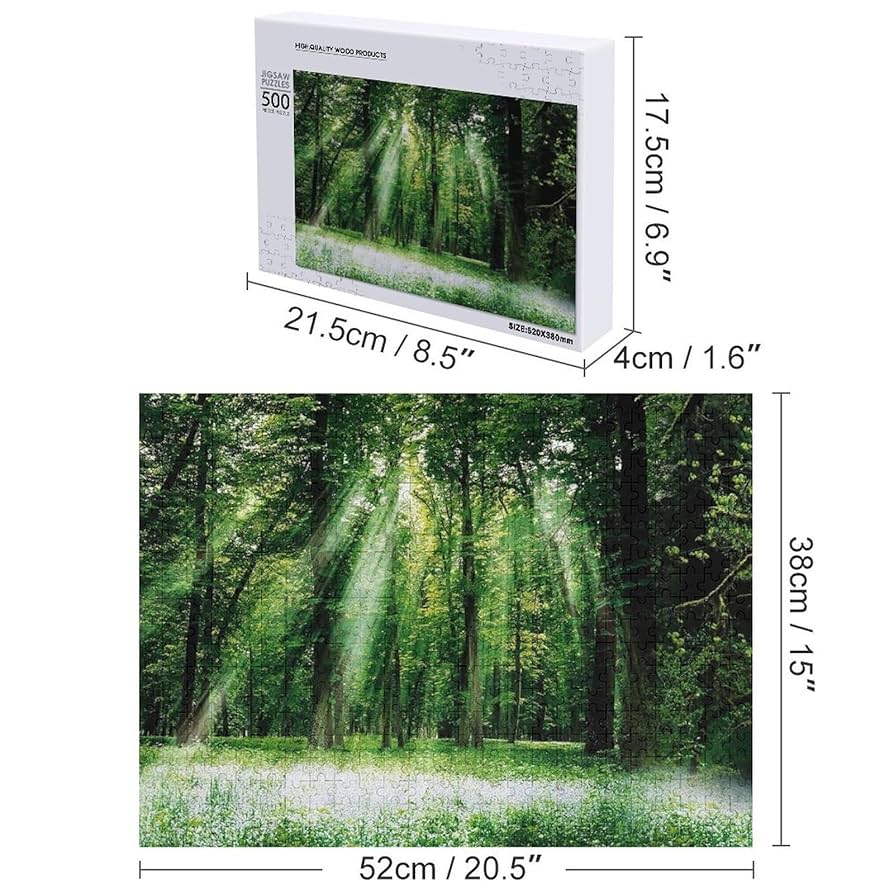 Amazon.co.jp: 森 風景画 太陽の下の森 緑 ジグソーパズル 500