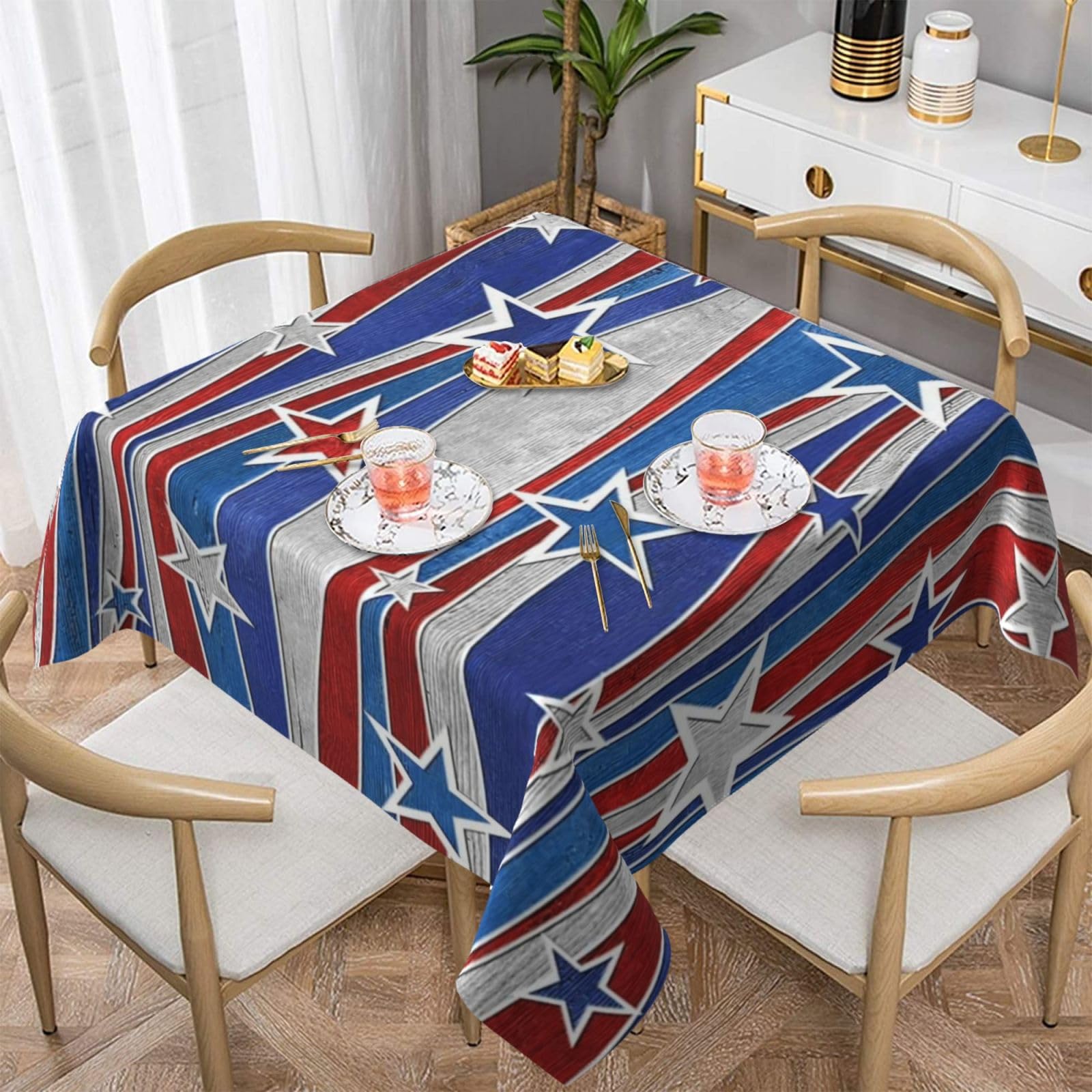 Nappe imprimée d'étoiles pour pique-nique et table de cuisine anti-pli