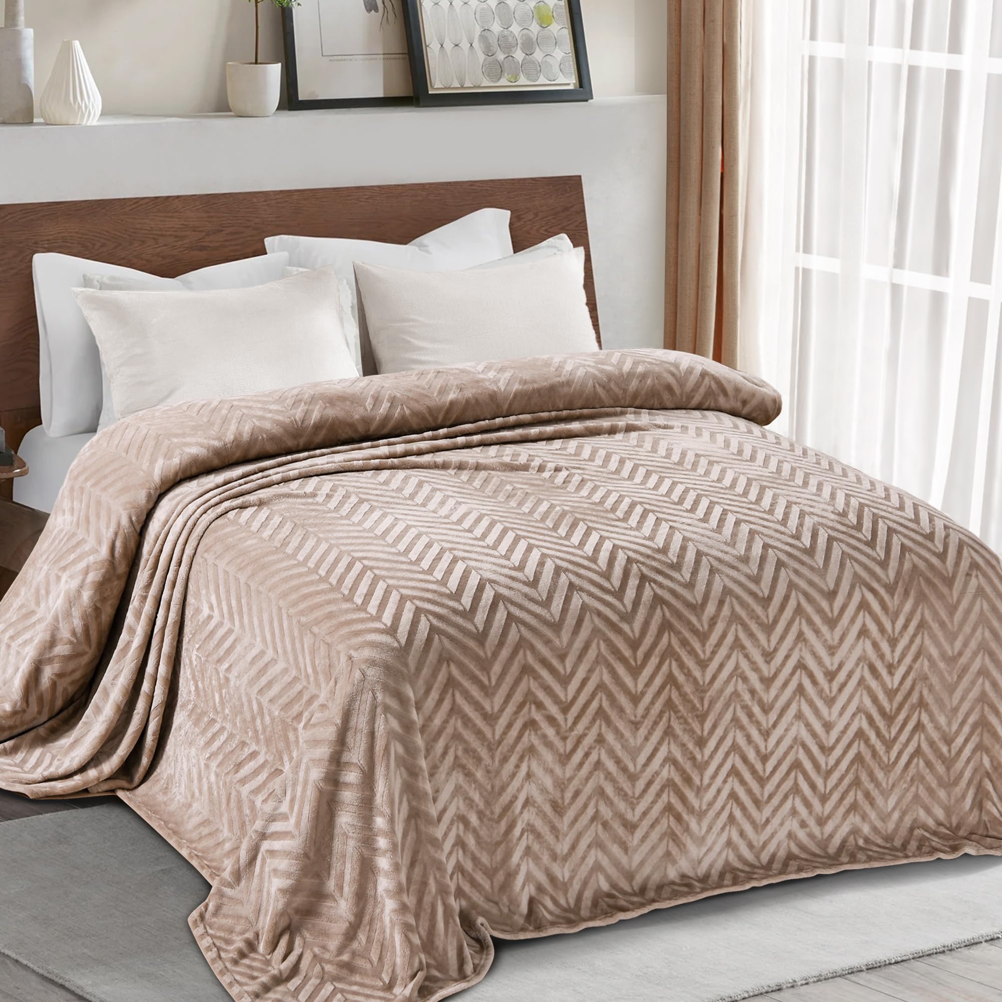 EDS Coperta in pile Sherpa doppia dimensione Coperta per divano reversibile super morbida calda e accogliente per poltrona letto colore: visone, per letto matrimoniale, 150 x 200 cm