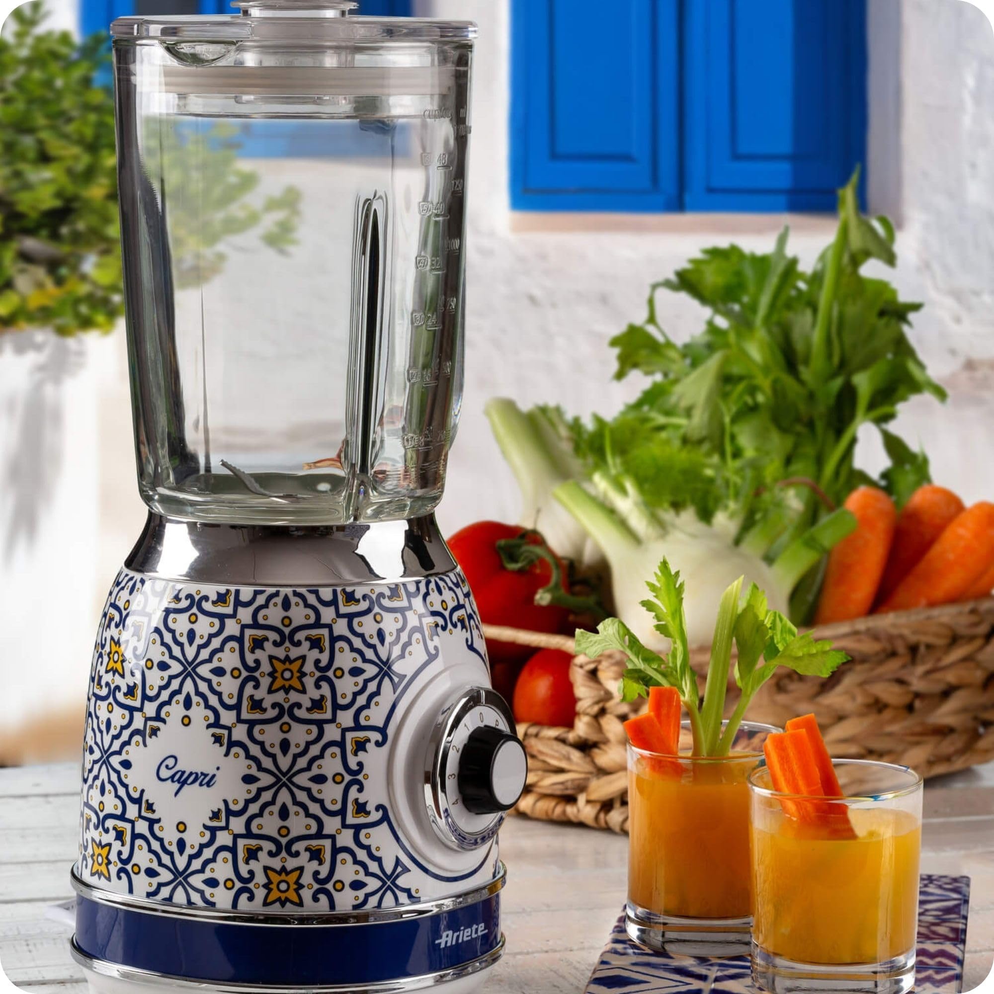 Ariete 583 Capri, Blender Mixeur Électrique en Verre de 1,5 Litres, 4 Vitesses + Pulse avec Fonction Broyeur de Glace, 4 Lames en Acier Inox, 1000 Watts, Smoothies, Milkshakes et Granités