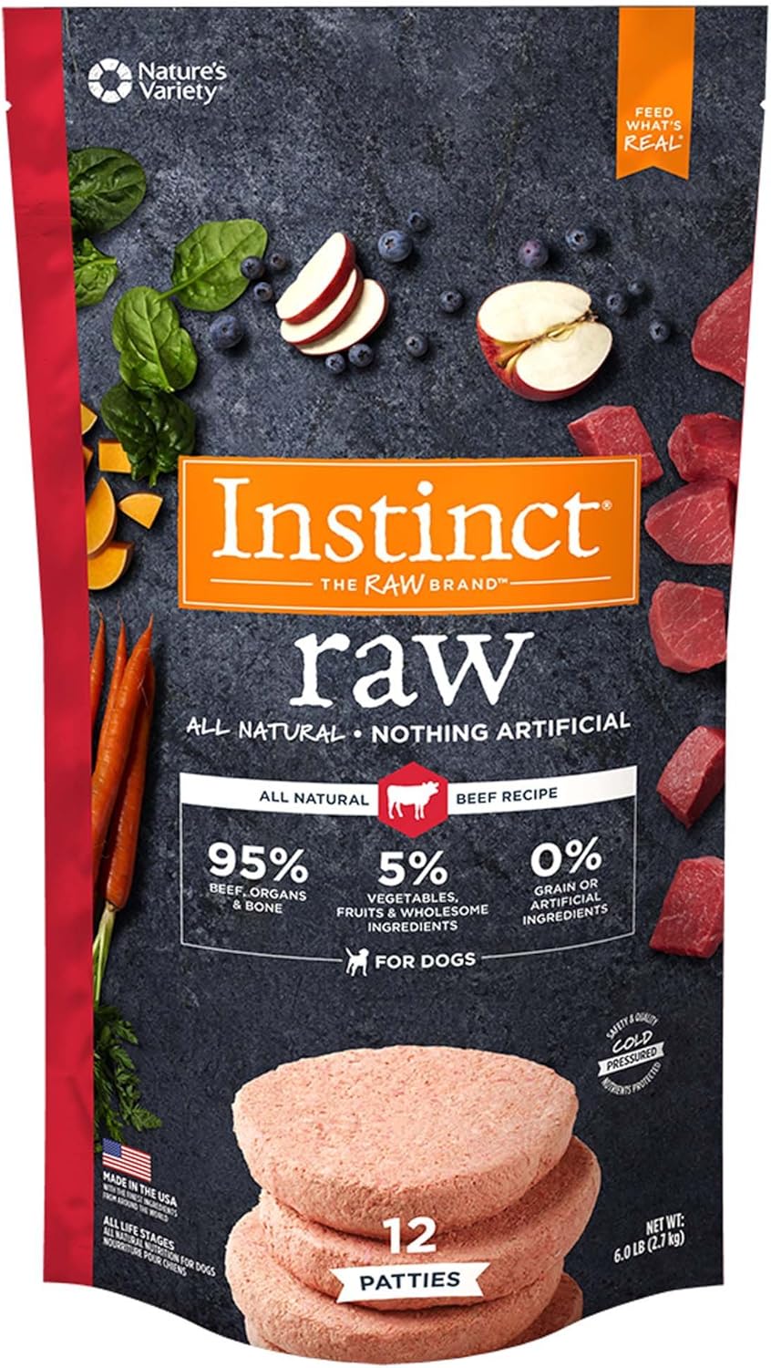 Nature's Variety Instinct Raw Frozen Beef Patties for Dogs, 16 Pound