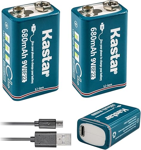 Miniatura 1 de Kastar Paquete de 2 baterías recargables de polímero de iones de litio micro USB de 9 V LI9V funciona con juguetes, reloj, multímetro, cámara