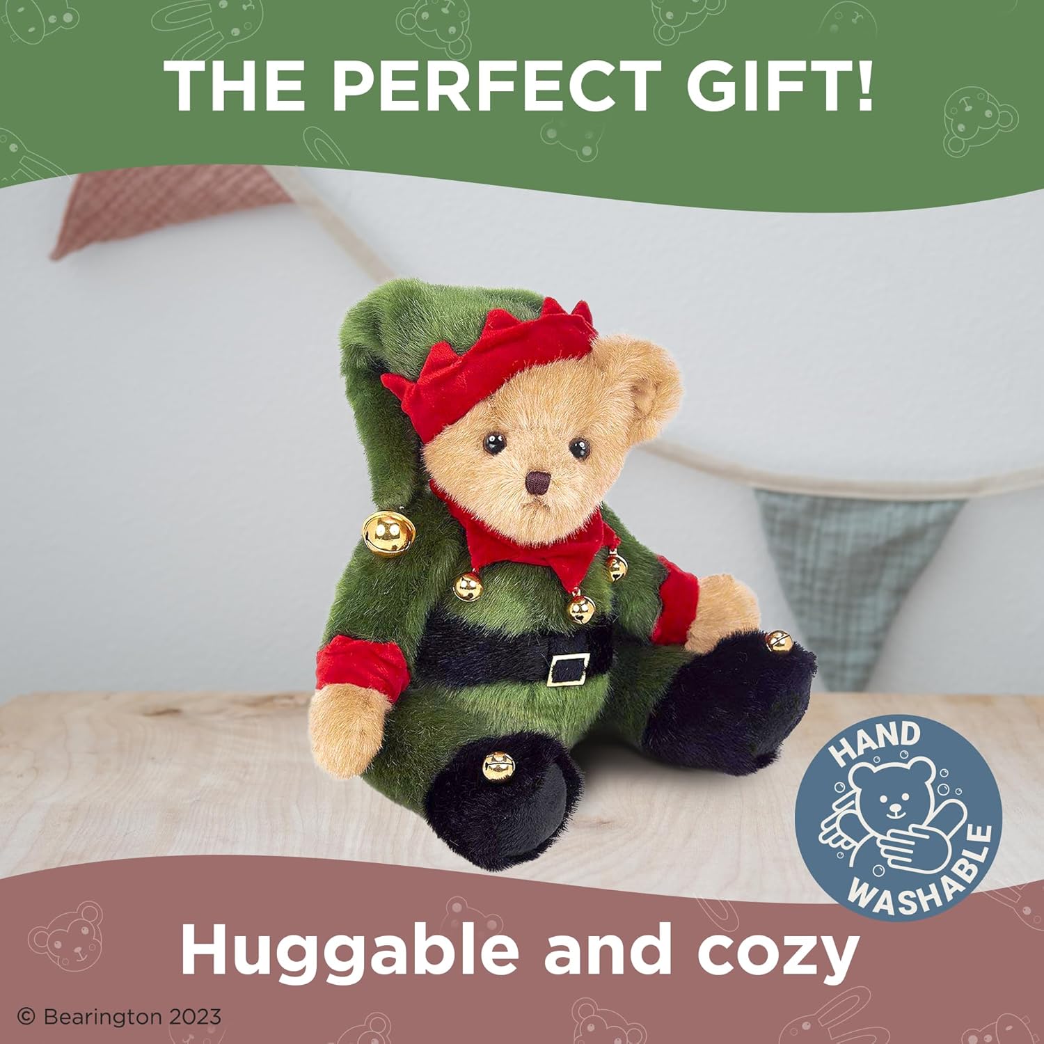 Bearington Jingle Toes Christmas Plush, 14 Inch Teddy Bear, Elf Stuffed Animal - Image 5