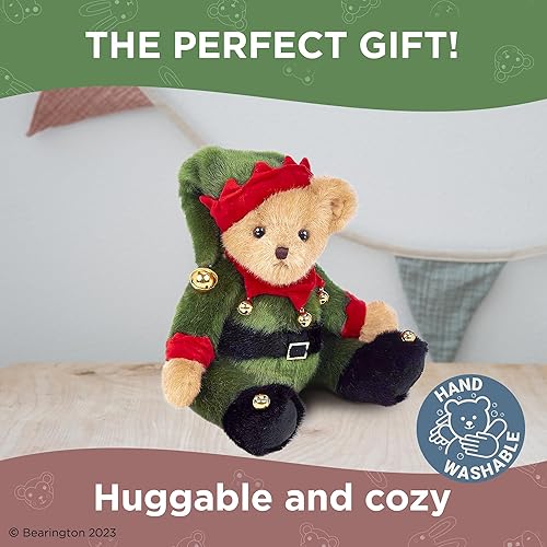 Vista 28 de Bearington - Osito de peluche navideño Jolly Jingles, 10 pulgadas alto, con pelaje ultrasuave, gorro de Papá Noel, bolsa de juguetes, lazo de satén