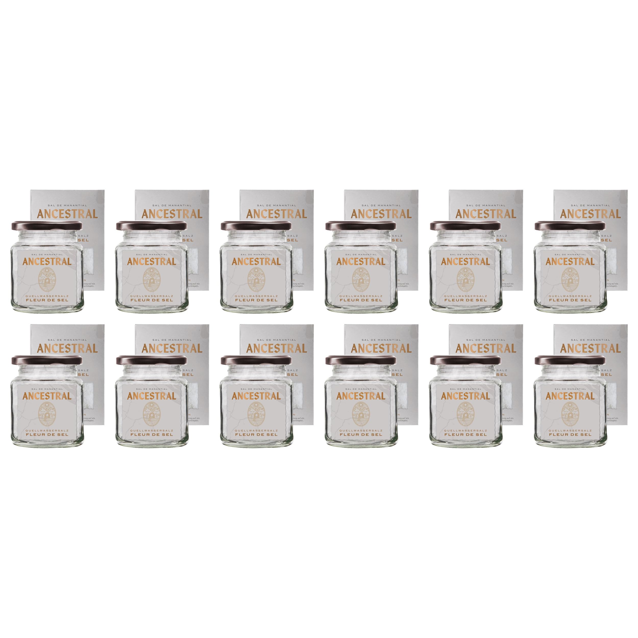 Sal de Manantial Ancestral Quellwassersalz Fleur de Sel im Glas Spanien inkl. FeinWert E-Book (12 x 240 g)