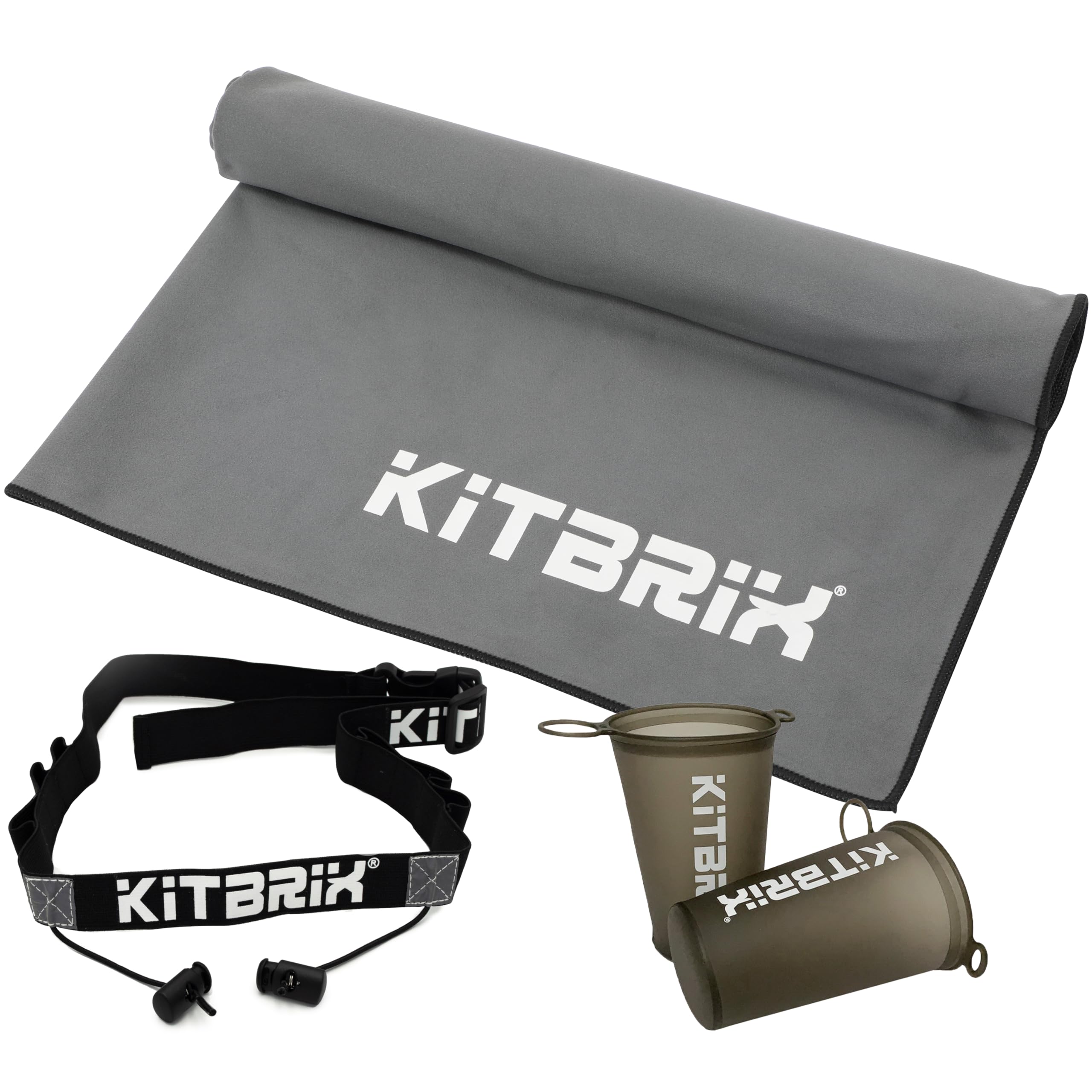 KitBrix Runner’s Bundle – Race Belt, Twin Pack Race Cups & Microfiber Quick-Dry Towel – Essential Running Kit for Marathons, OCR & Training