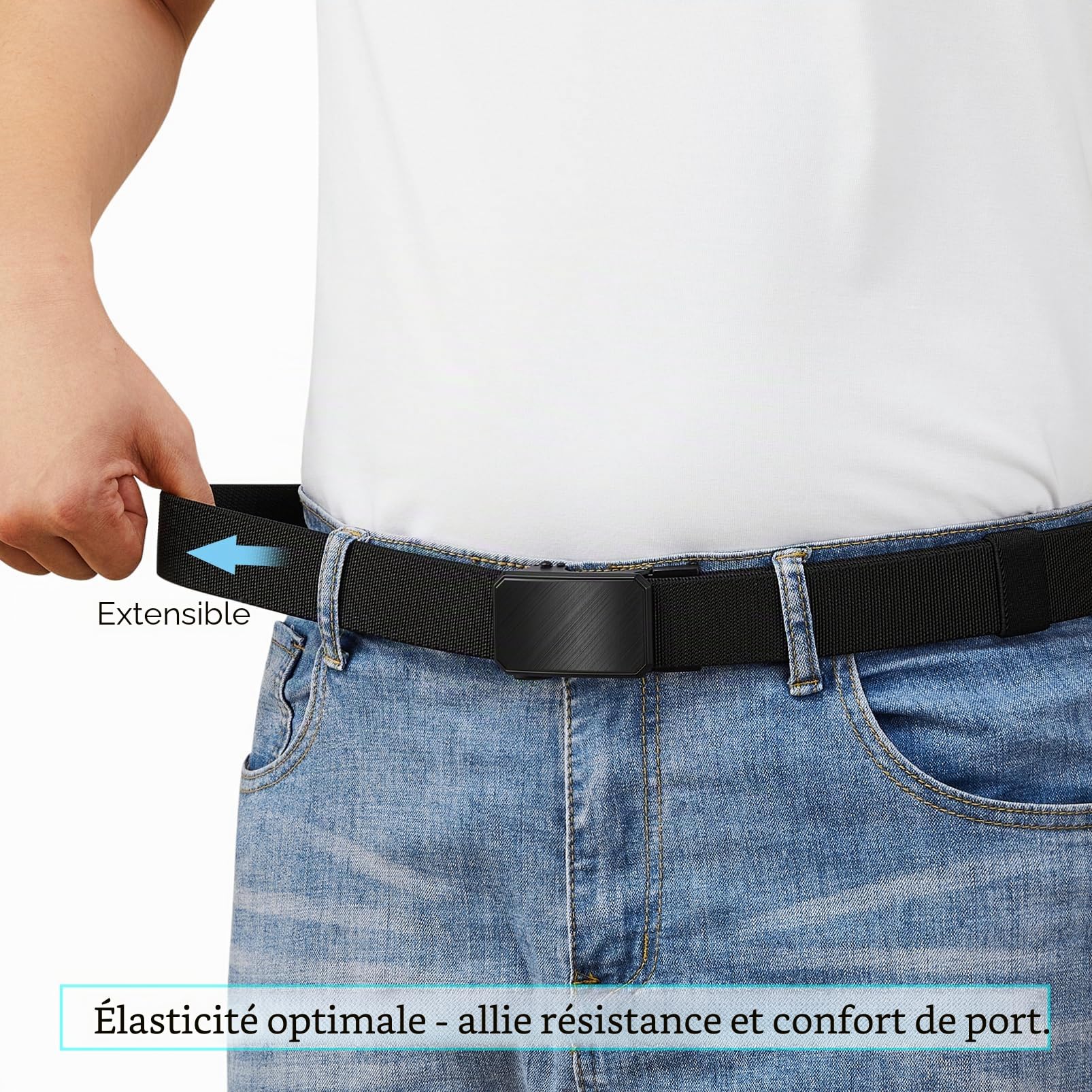 LionVII Ceinture élastique à cliquet avec boucle automatique, ceinture de travail pour homme pour tour de taille de 75 à 125 cm