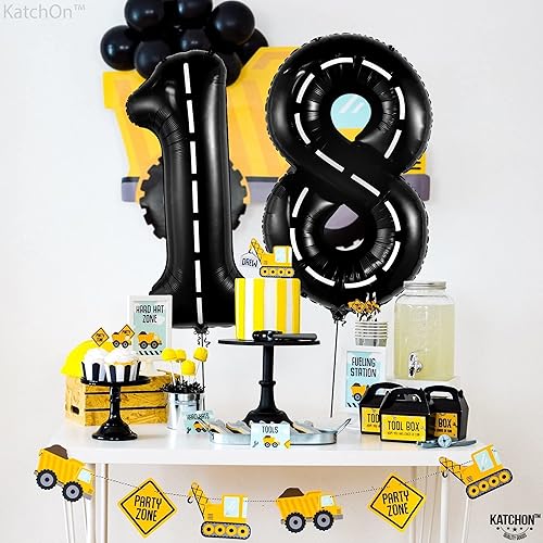 Miniatura 6 de KatchOn, Globo gigante del número 18 de 40 pulgadas, globo negro de cumpleaños de 18 años, decoraciones de cumpleaños de 18 años, globo de 18 años