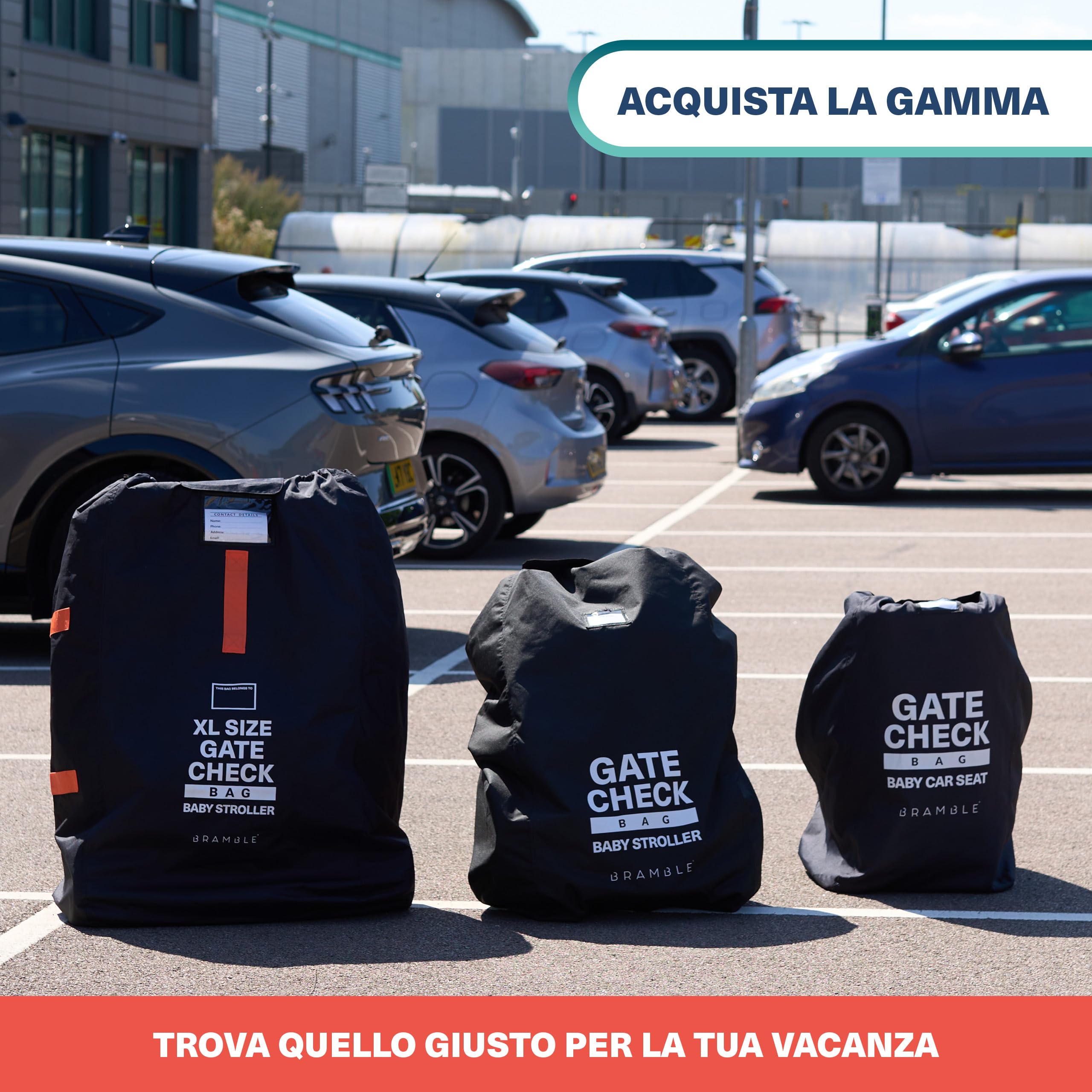 Bramble - Borsa da viaggio per seggiolino auto per il check-in al gate dell'aereo - Coprisedile auto per viaggi in aeroporto - Borsa da trasporto protettiva resistente all'acqua (grigio)