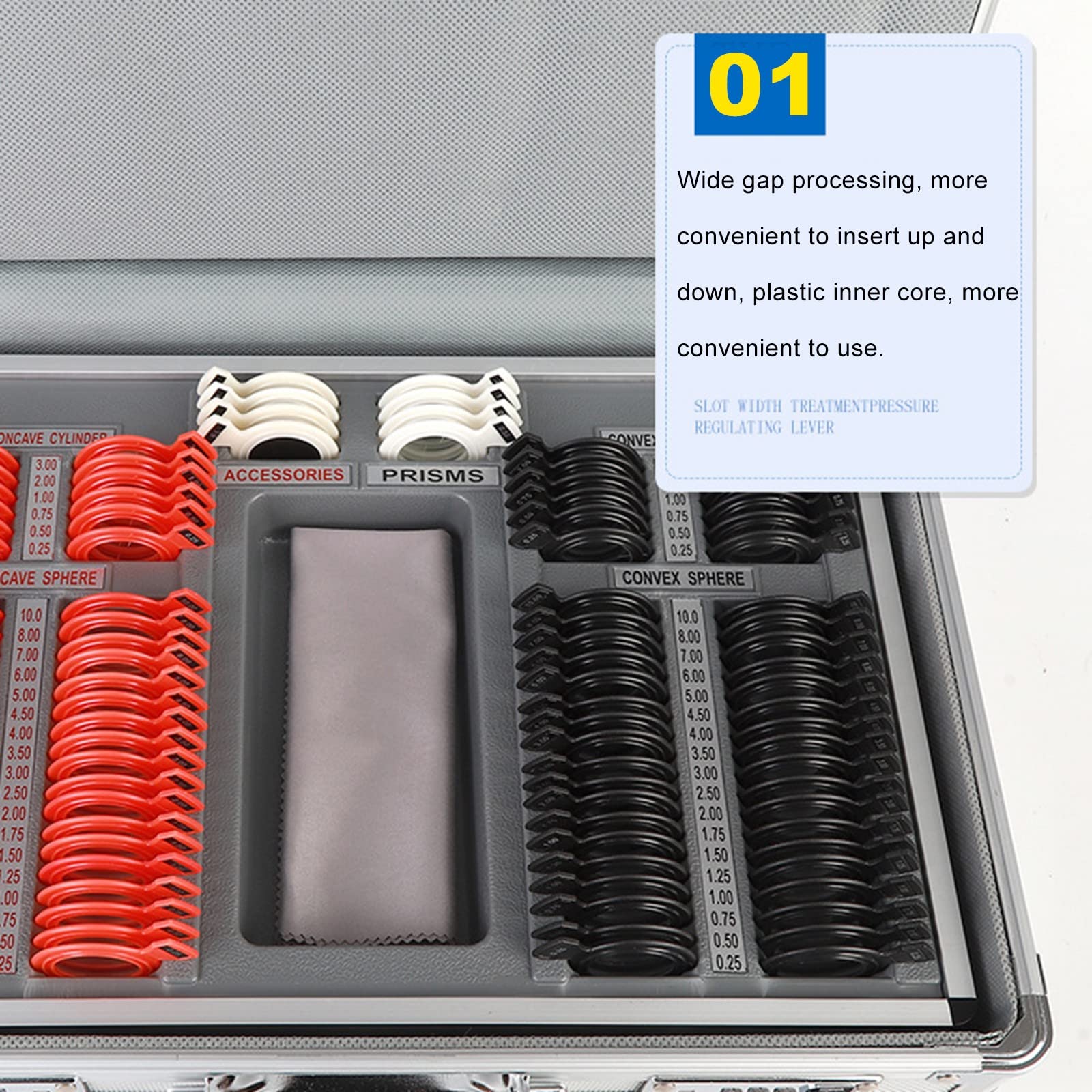 NICHOY Set di Lenti di Prova ottiche, Bordo in plastica, Scatola per optometria per Occhiali, Scatola per Inserti optometria 104, Pellicola di Grado B, Facile da Pulire(Color:A,Size:104pcs)