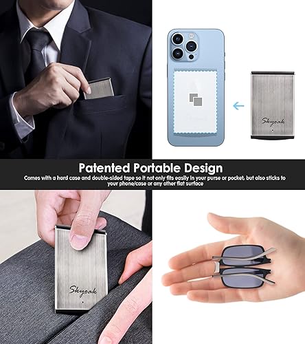 Miniatura 23 de SKYOAK Evolved Folding Reading Glasses For Women Men Blue Light Blocking Anti UV Eyestrain Foldable Portable Compact Readers with Flat Hard Case