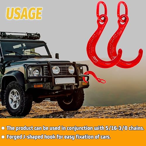 Miniatura 4 de G70 J Gancho de remolque corto de 8 pulgadas en el enlace de acoplamiento  Carga de trabajo segura de 5400 libras Gancho en J  Gancho en V para