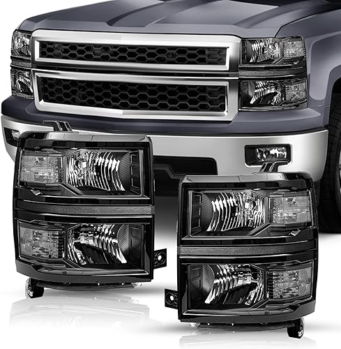 Miniatura 8 de TUSDAR Se adapta a camionetas Chevy Silverado 1500 2014 2015 estilo halógeno OE faros delanteros de repuesto para faros delanteros de fábrica, faros
