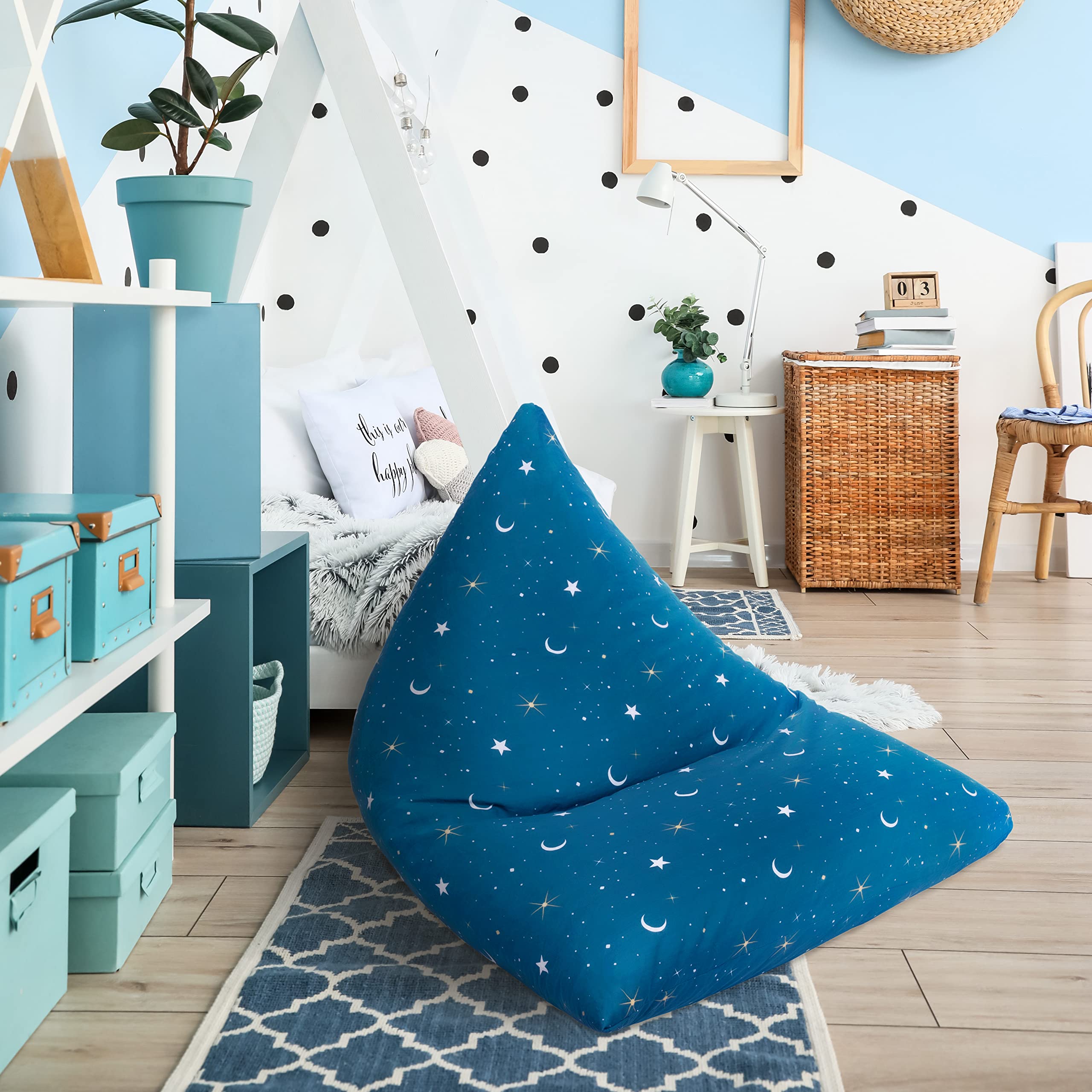Ready Steady Bed Sac à fèves en Forme de Pyramide pour Enfants | Meubles Confortables pour Enfants | Siège de Relaxation Doux et sûr pour Les Enfants Salle de Jeux (Clair de Lune)