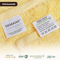 Vista 3 de SEMAXE Juego de 12 toallas de 100% algodón, 13 × 13 pulgadas, toallas suaves amarillas para la cara – súper absorbentes y de secado rápido, paño