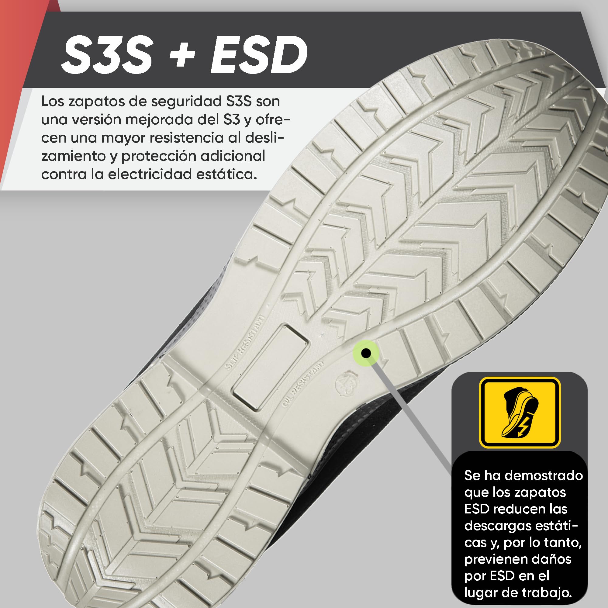 BWOLF Noir S3S ESD Zapatos de Seguridad Hombre – Puntera Compuesta, Suela de Kevlar, Antideslizantes e Impermeables al Aceite – Calzado de Trabajo