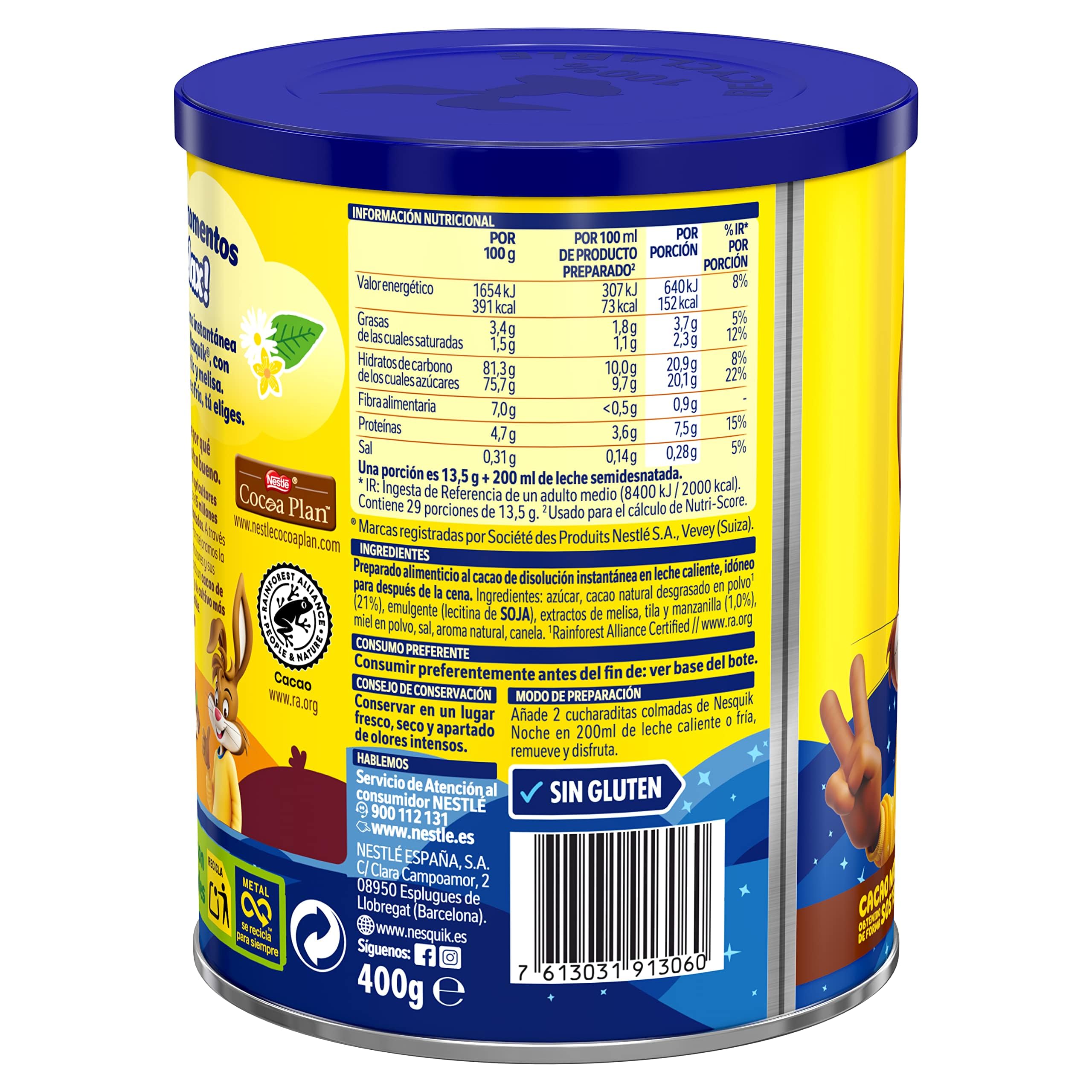 NESTLÉ NESQUIK Noche Cacao Soluble 400g Lata