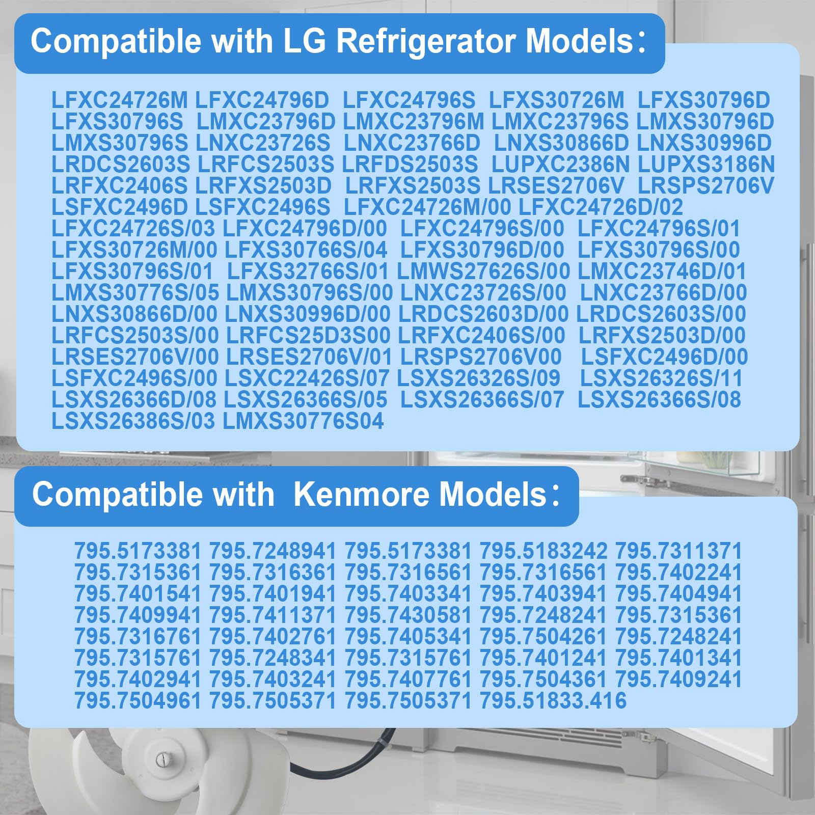 EAU63103302 Gruppo motore ventola condensatore frigorifero adatto per LG Kenmore, parti di ricambio per EAU63103301, EAU63103302, AP6235485, 4509126 DC 12V 1A 4-Pin