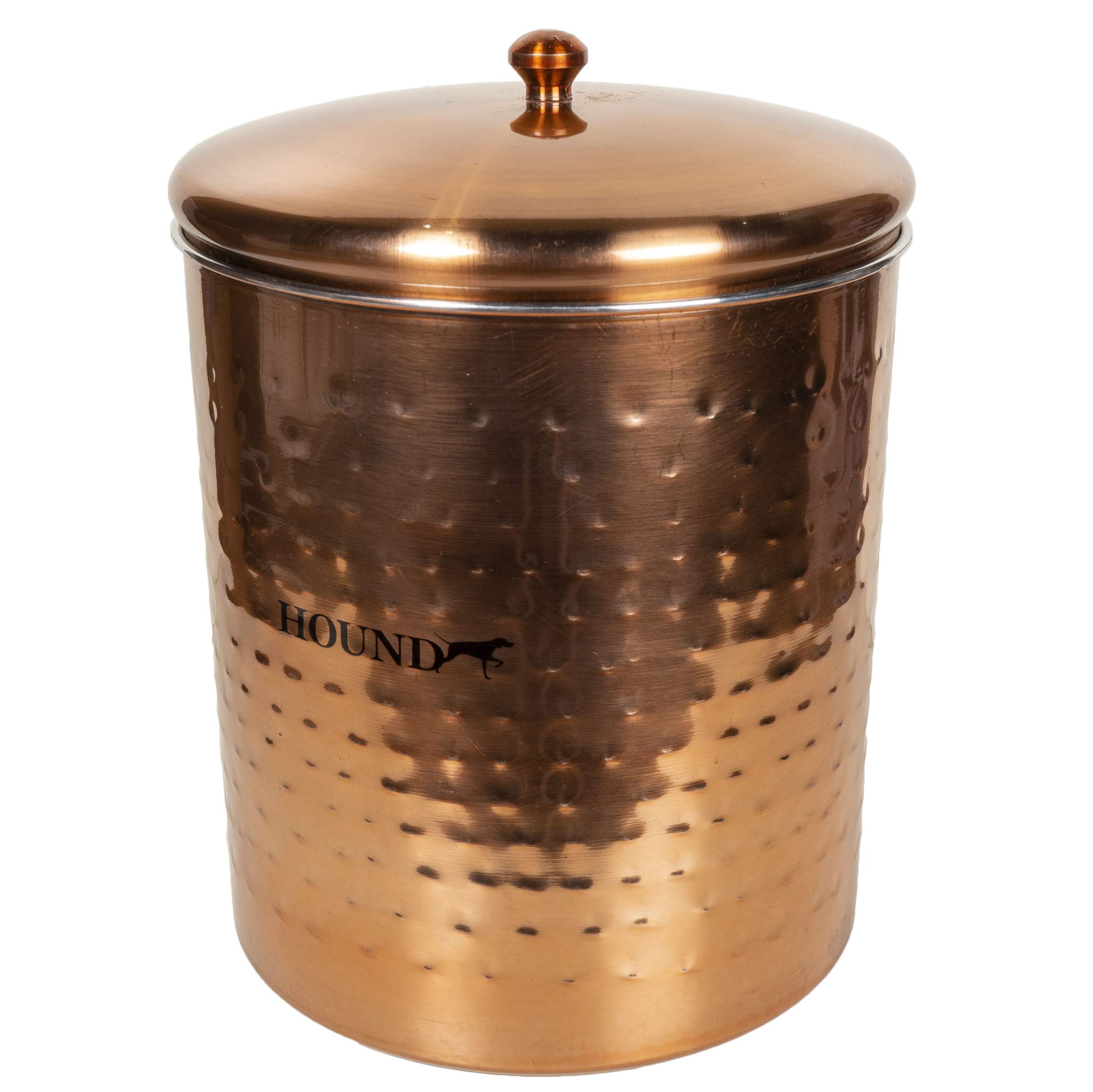 Hound Stainless Steel Pet Treat Jar Hammered Antique Copper Treat Cannister, XL, 600 g