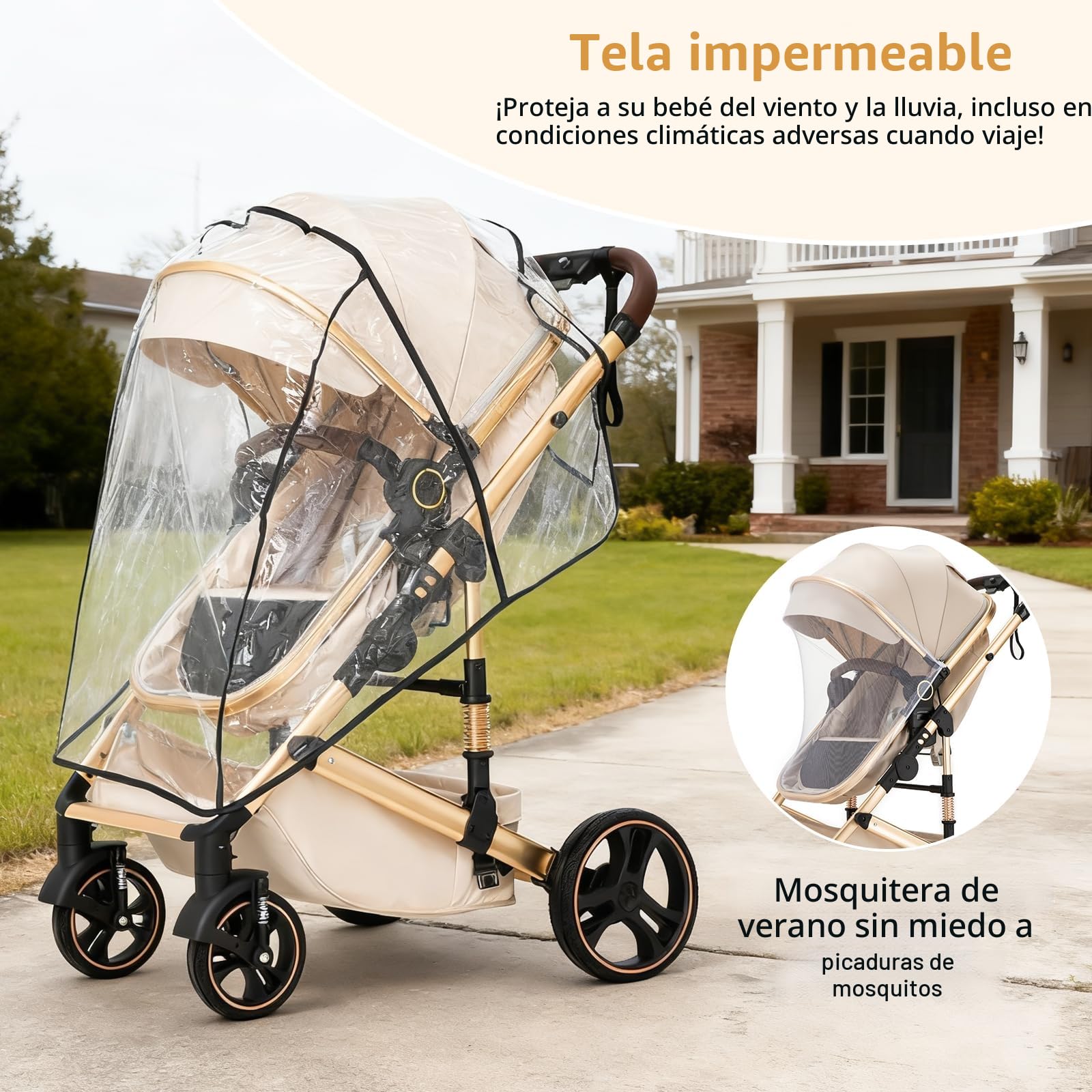 BEBBY BEBBY Cochecito de bebé 3 en 1,Carricoche Combinado Paisaje Alto Marco de Aluminio Para Recién Nacido0-22KG,Portátil Carrito Bebe 3 en 1 Con Asiento De (H9-PINK, H9)