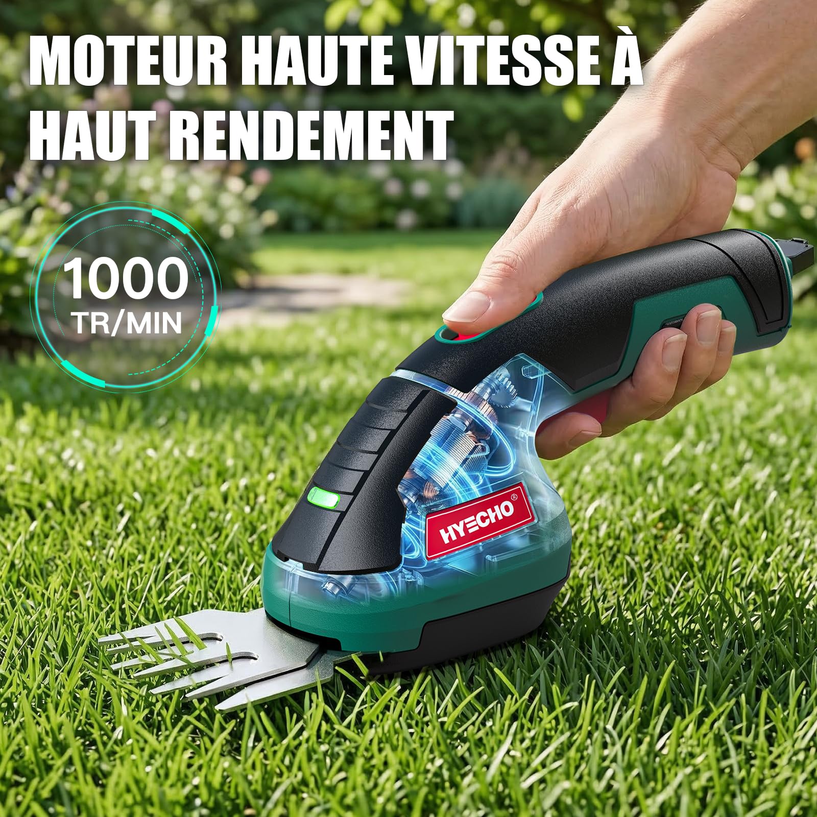 Taille Haie sans Fil, Taille Haie 2 en 1, Batterie Intégrée 7,2 V 2 Ah, 2 Lames, Taille Haie électrique avec clé de Sécurité, Convient pour Le Désherbage et l'élagage des Arbres
