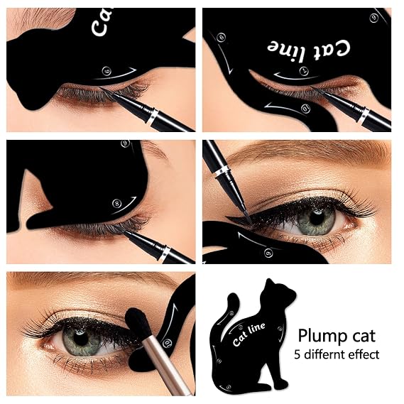 TailaiMei Eyeliner Stencils, Soft Silicone Material Smoky Eyeshadow Applicators Guide Template Tool