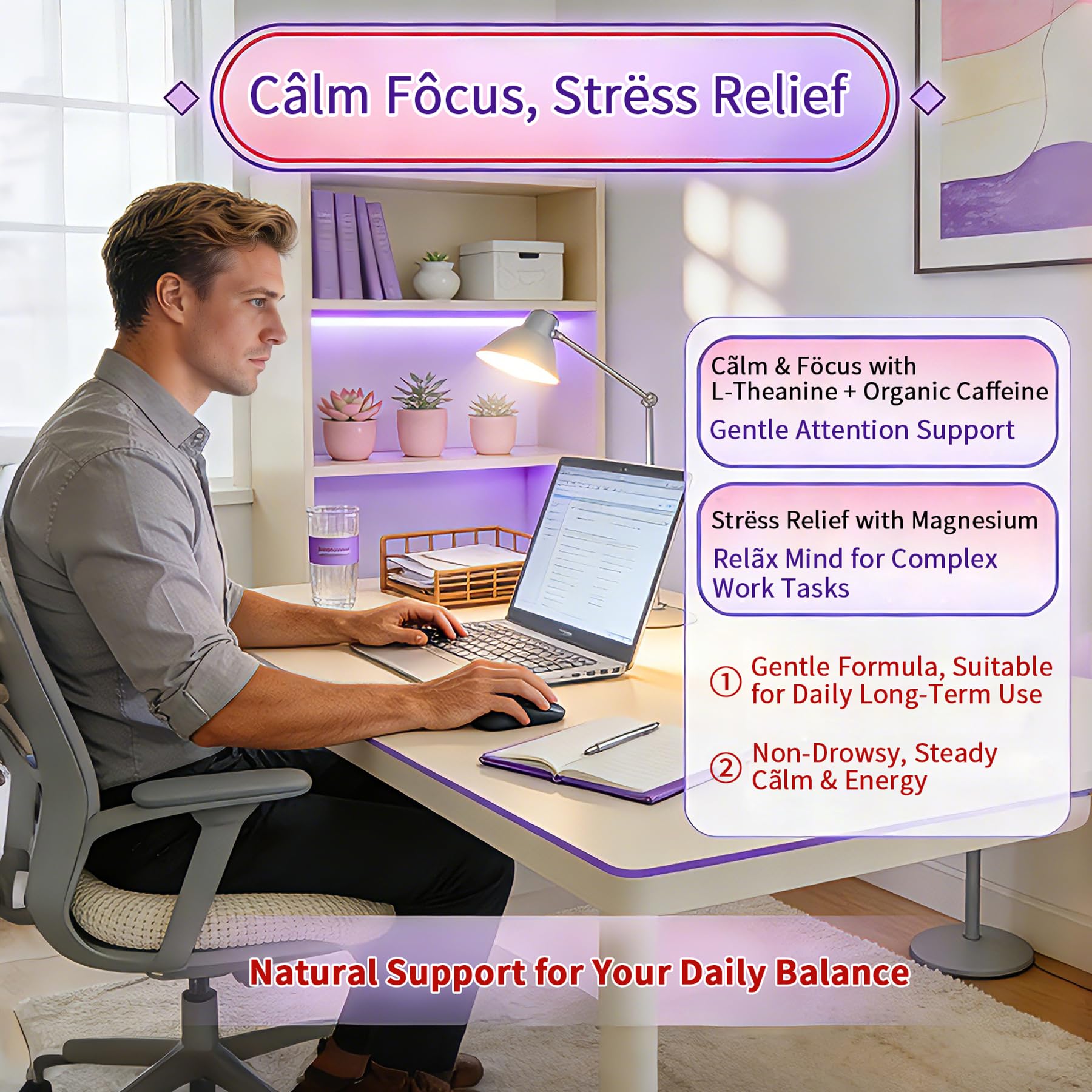 Vegan L-Theanine Gummies 200mg & Caffeine100mg Calm Energy Supplement — Amazon image 4