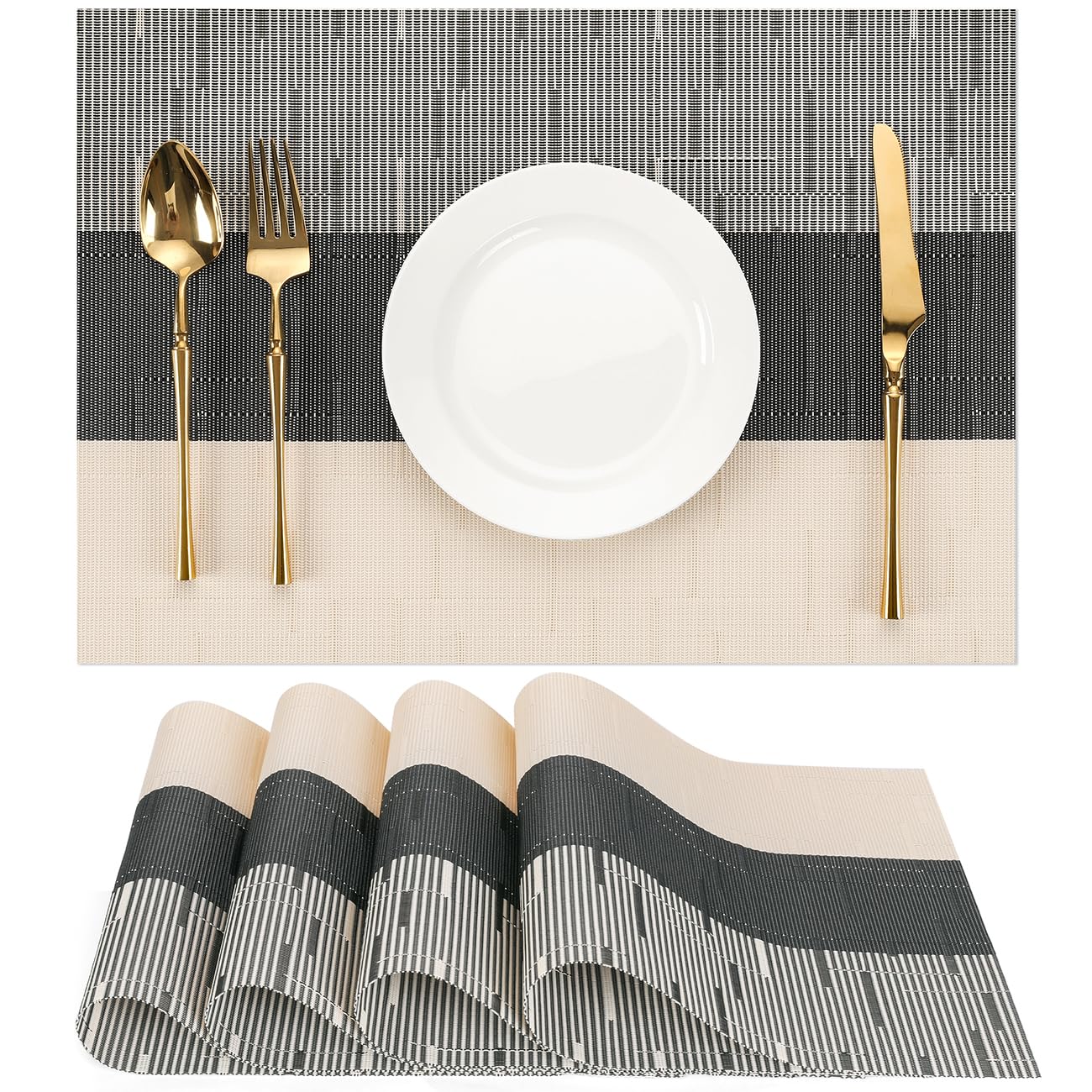 Chitomars Placemats Set of 4, Vinyl Woven Heat-Resistant Place Mats