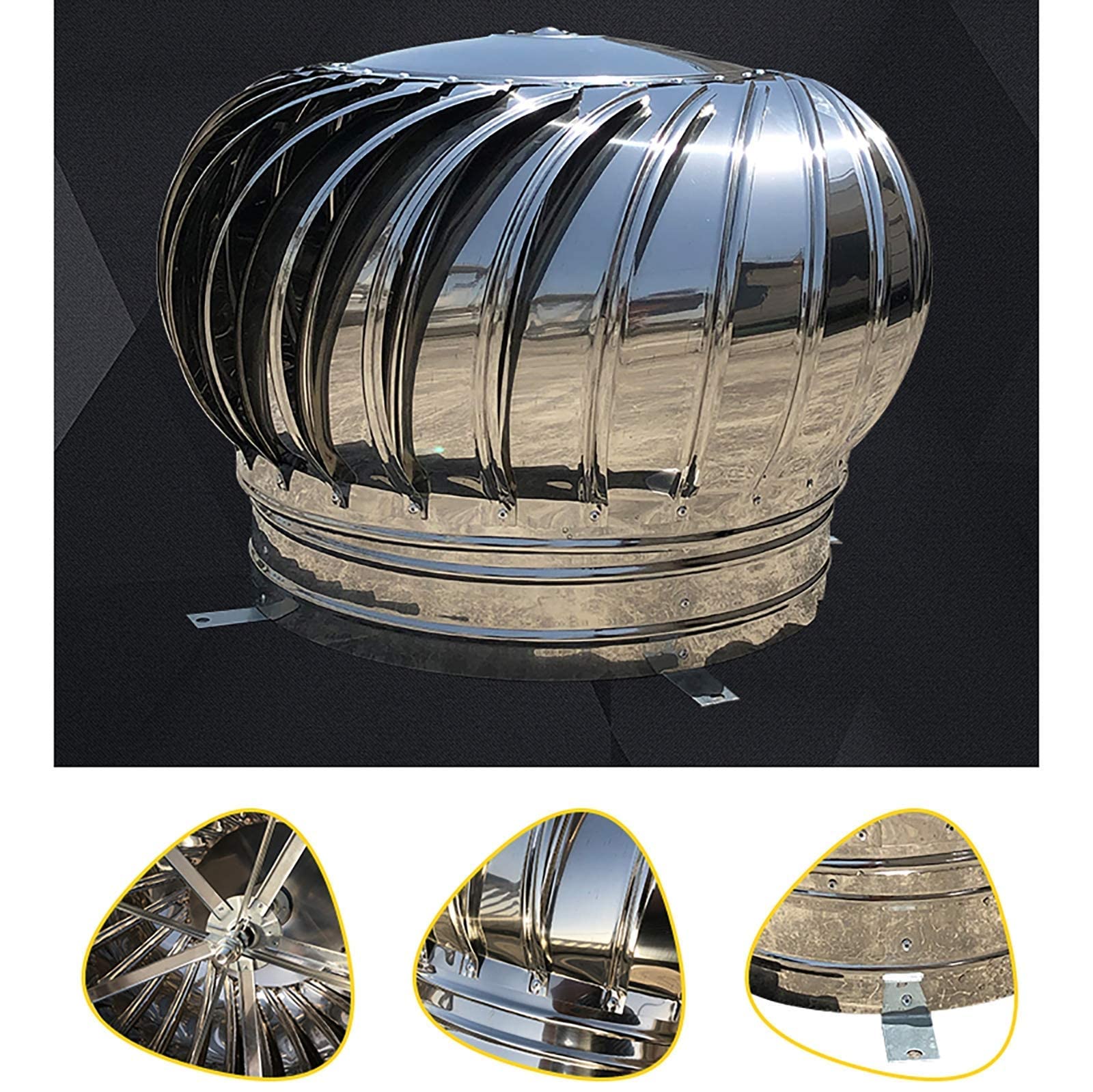 Cappello di Ventilazione Girevole in Acciaio Inox per Camino, con Funzione Anti-riflusso per condotti di Ventilazione da 110-400 mm, migliora Il Flusso d'Aria e Riduce i
